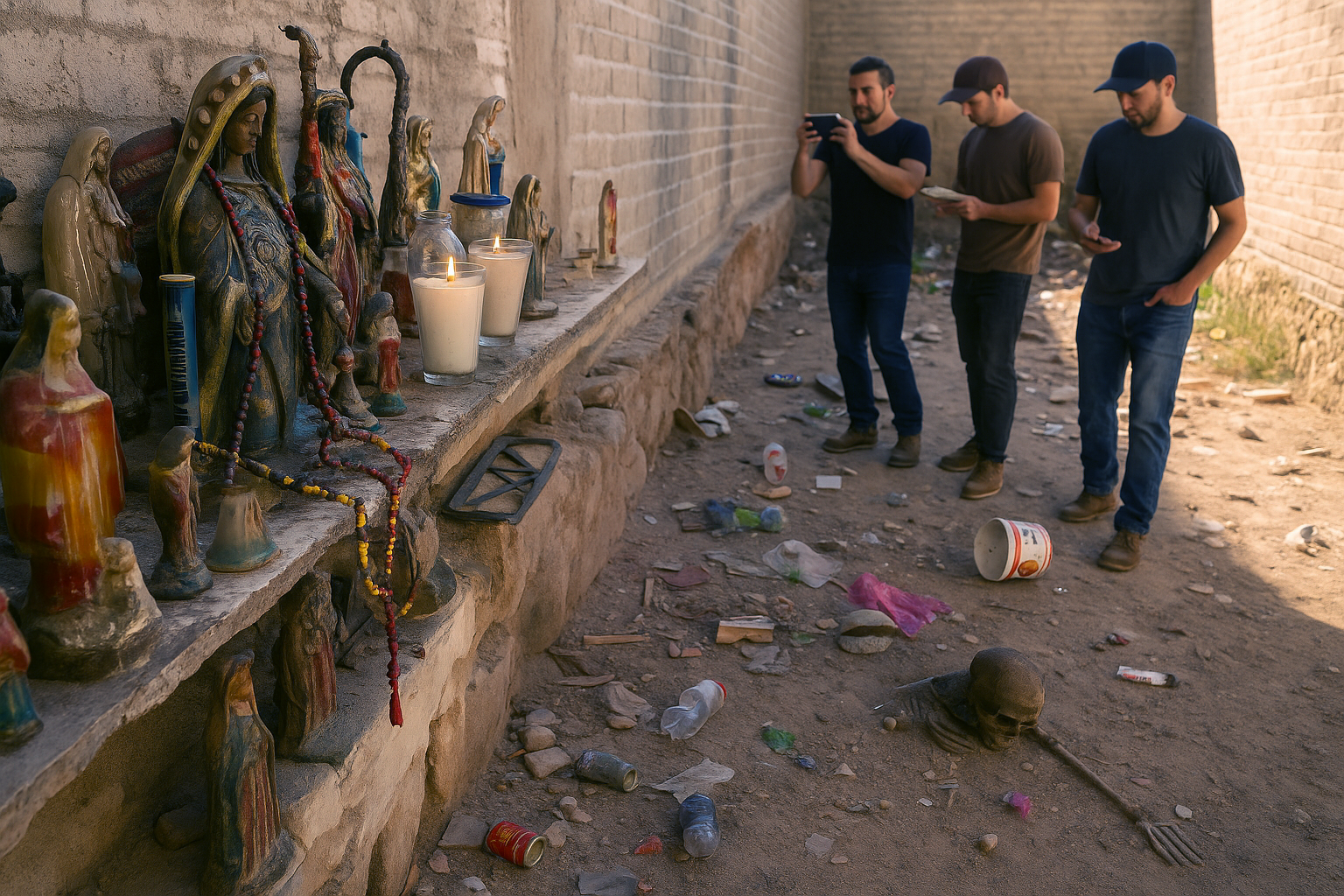 Un centro de "picadero" o fosas comunes a lo largo de la ruta migrante con La Santa Muerte