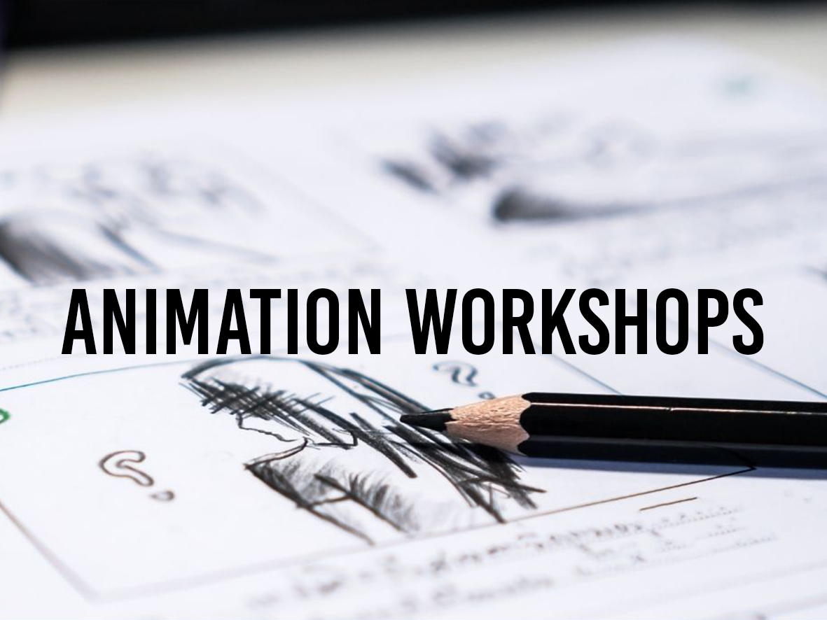 The images shows a close up photograph of a sketchbook page featuring a storyboard of an animation. Several squares fill the pages with images on an animation, with writing underneath. The central image shows a black and white pencil drawing of a person facing away with question marks around them. A black pencil lies across the drawing.