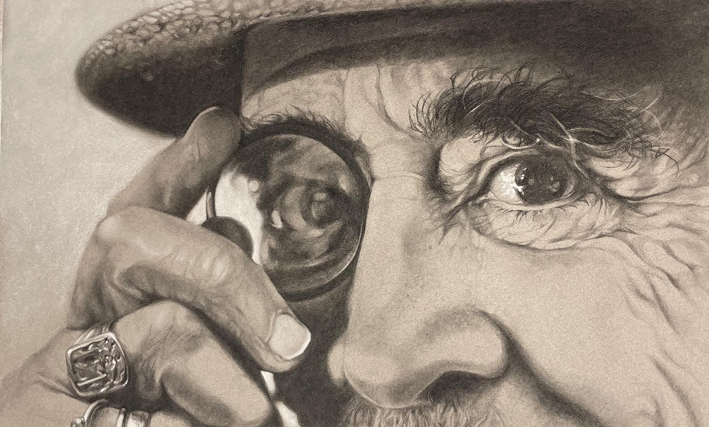 "Look," 2022, charcoal on paper