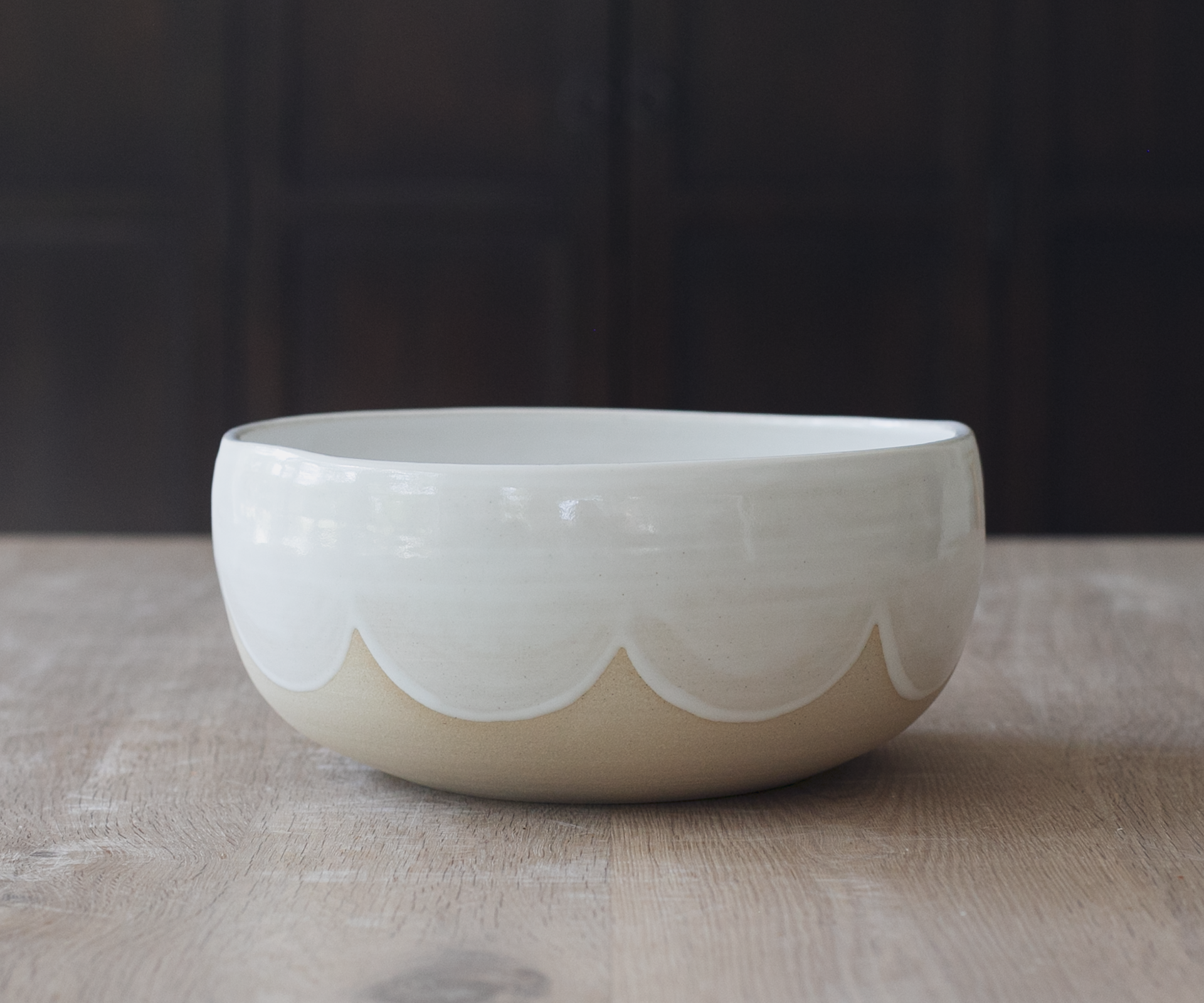 White Scallop Bowl - $80