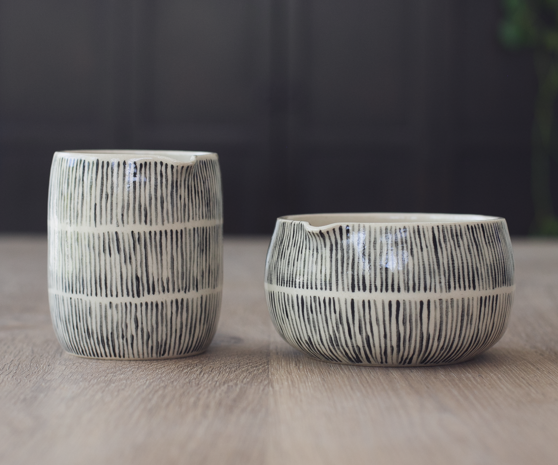 Striped Pourer and Matcha Bowl - SOLD