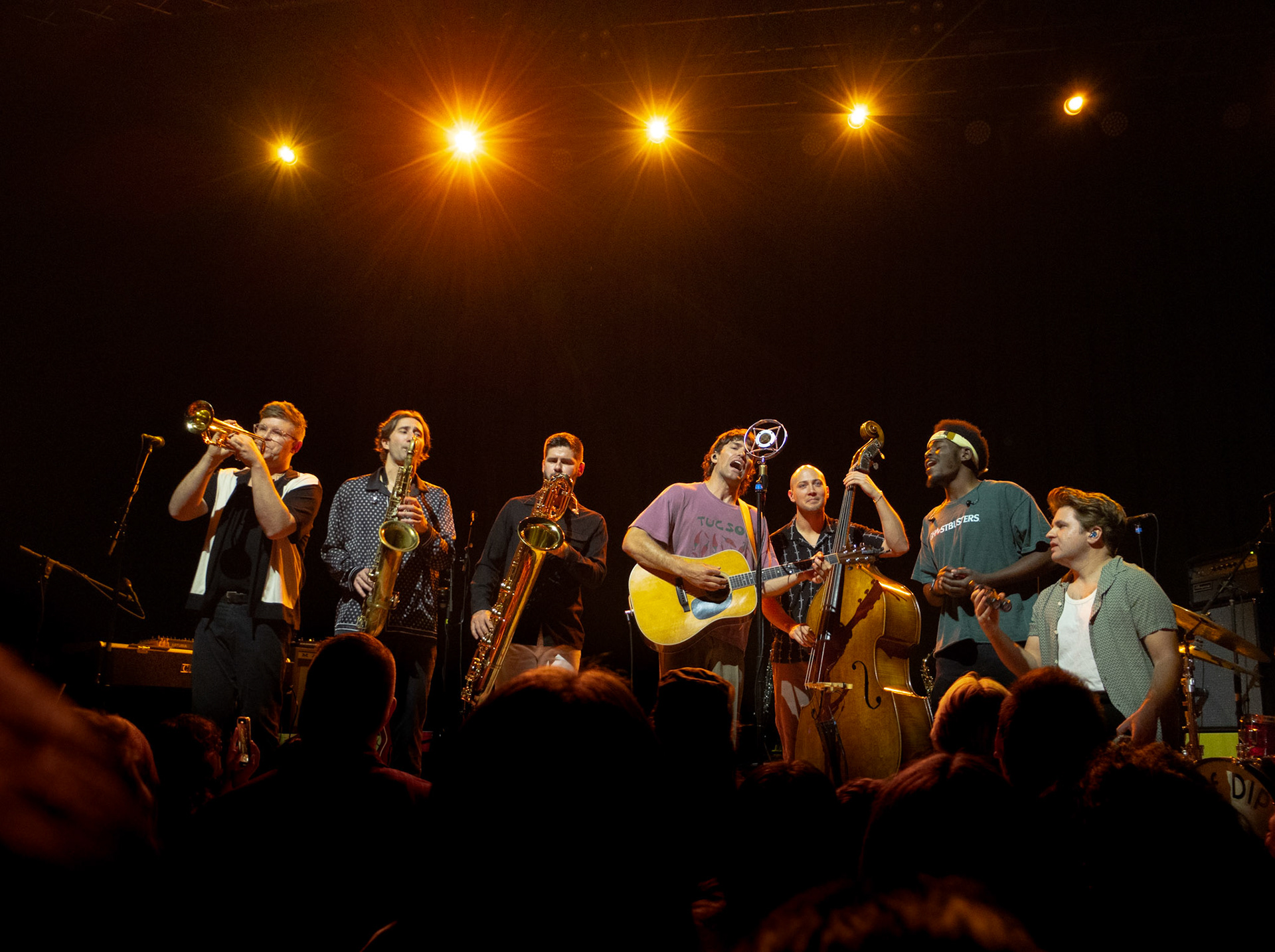 The Dip gets intimate during a concert at the Rialto Theater in Tucson, AZ on November 20, 2024. Tom Eddy, the frontman and singer of the 7-piece band said this tour was the first time the band had tried a partial acoustic set live.