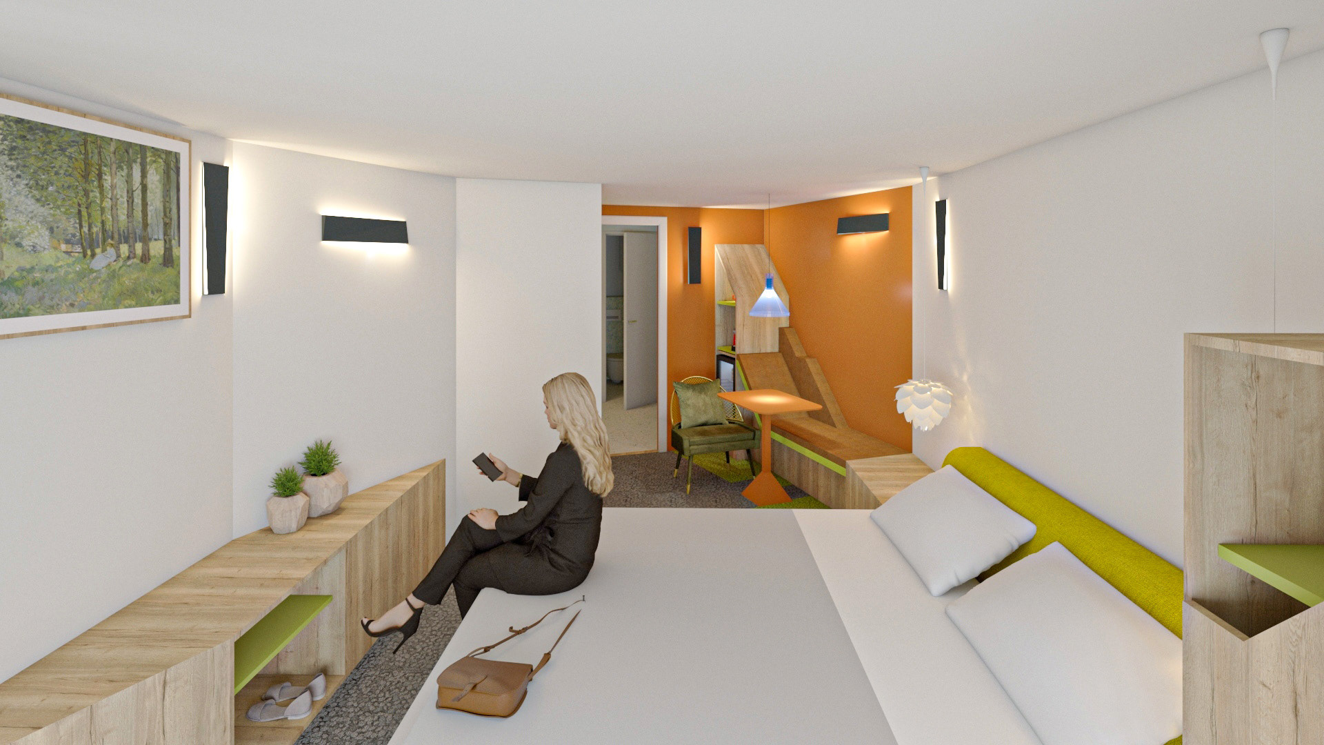 Projet Hôtel Si - Chambre sur mezzanine