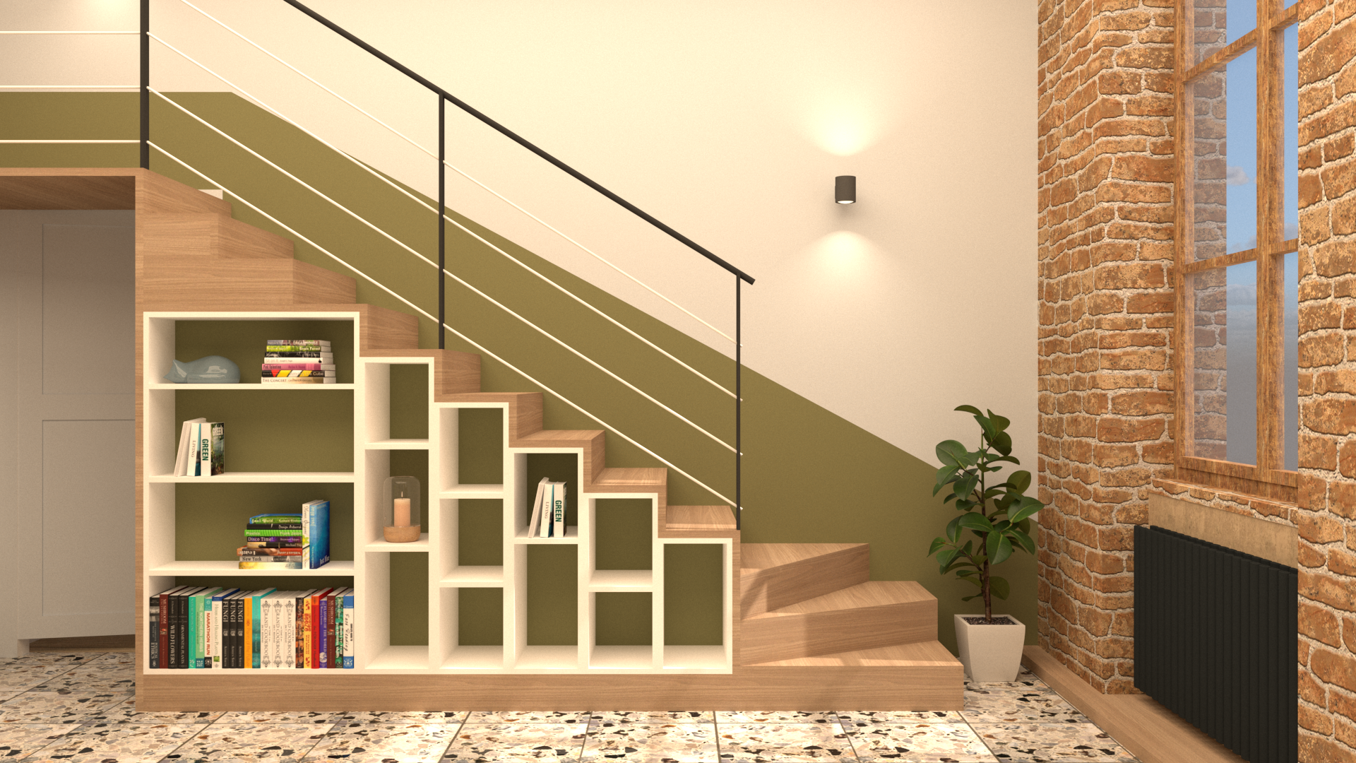 Nouvel escalier droit avec rangements