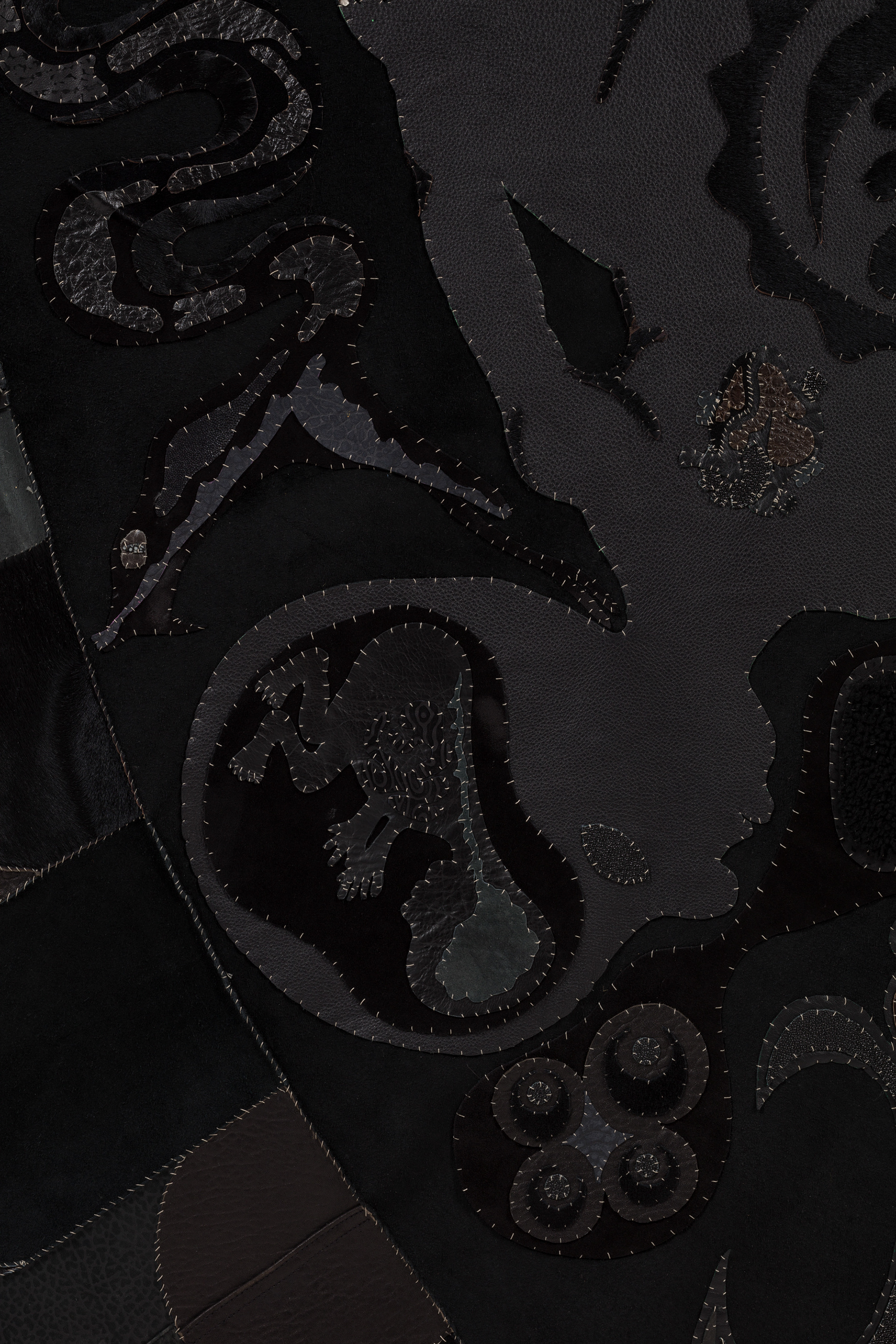 God is King, 2021. Recycled Leather, Suede. 114 x 114 in (290 x 290 cm).