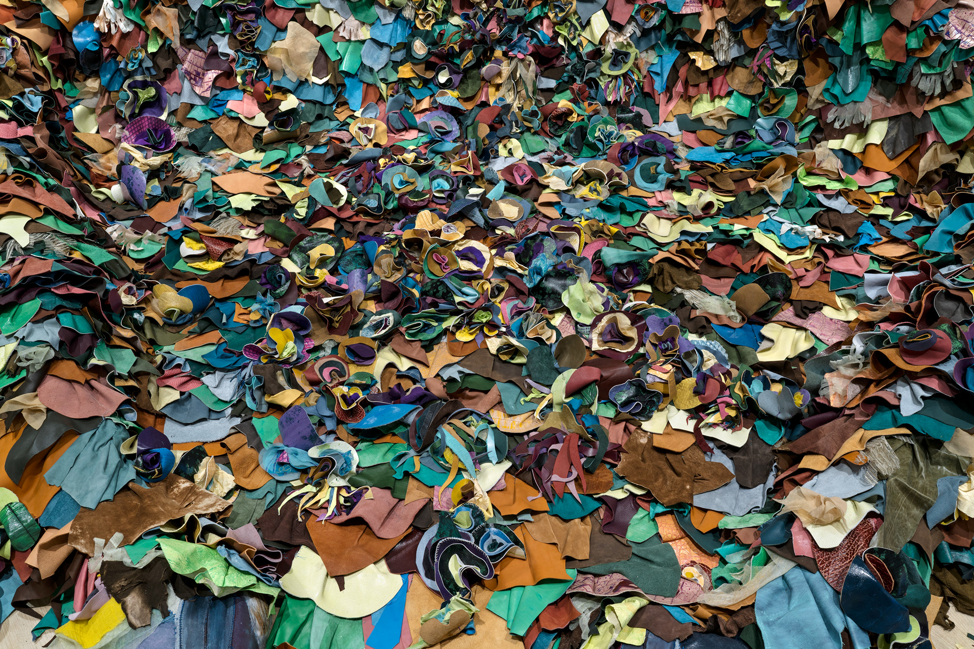 Installation view: Tau Lewis, "The cure will be completed in my body, silence your spirit to let me reach you, my skin will secrete angels and you will have forgotten and forgiven all," at the Institute of Contemporary Art, Miami. Nov 16, 2023 - Apr 28, 2024. Photo Zachary Balber.