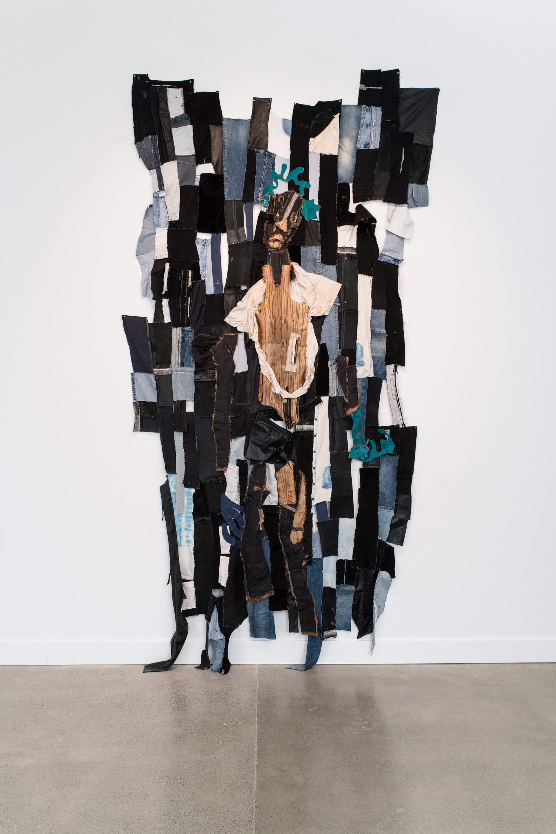 water flooded out of my heart pocket, 2019. Recycled fabrics, furs, leathers.