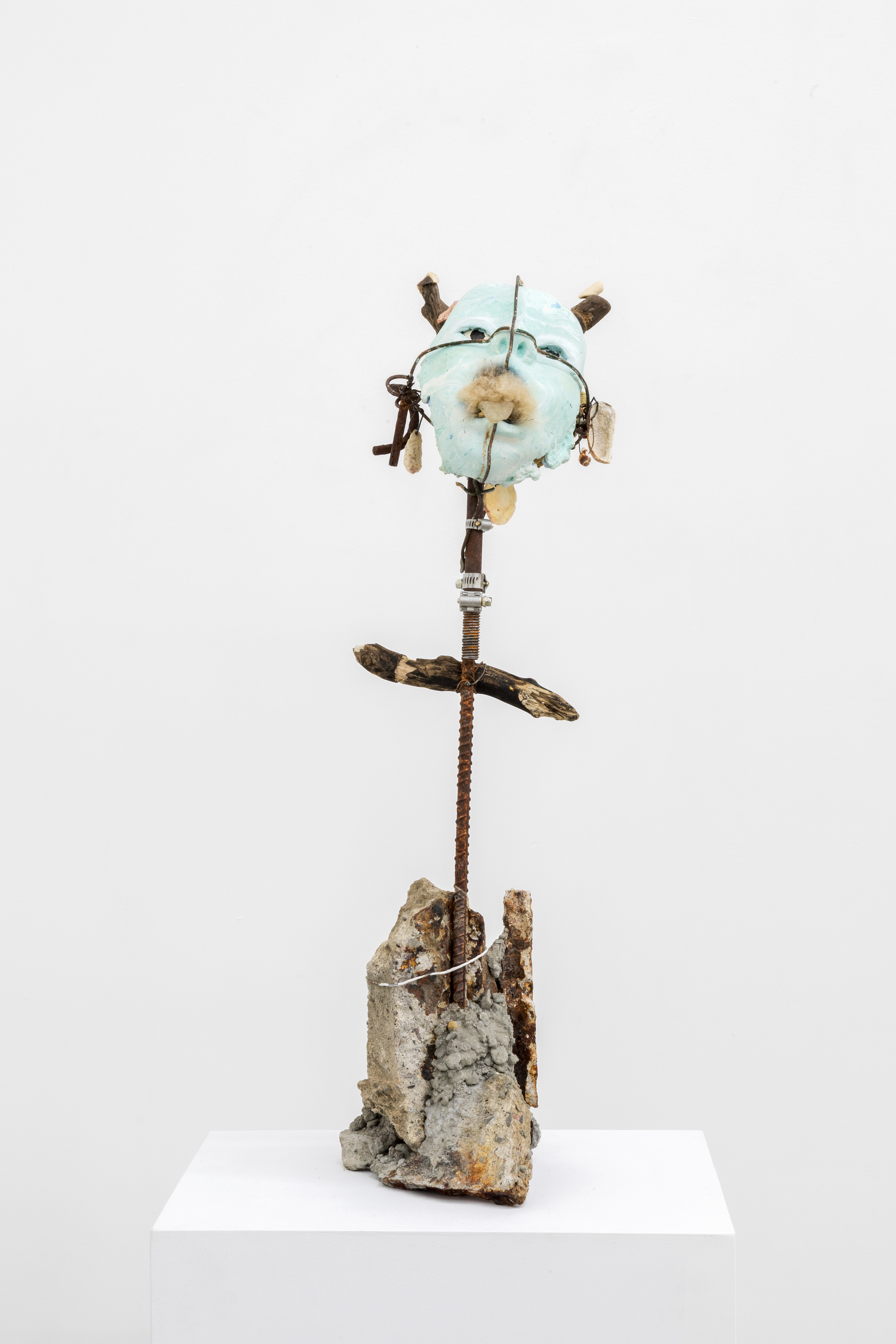 Precious things (everything), 2017. Hand carved plaster, stone, brick, reef stone, seashells, sea glass, milk thistle seeds, wire, acrylic paint, driftwood, rebar, concrete.