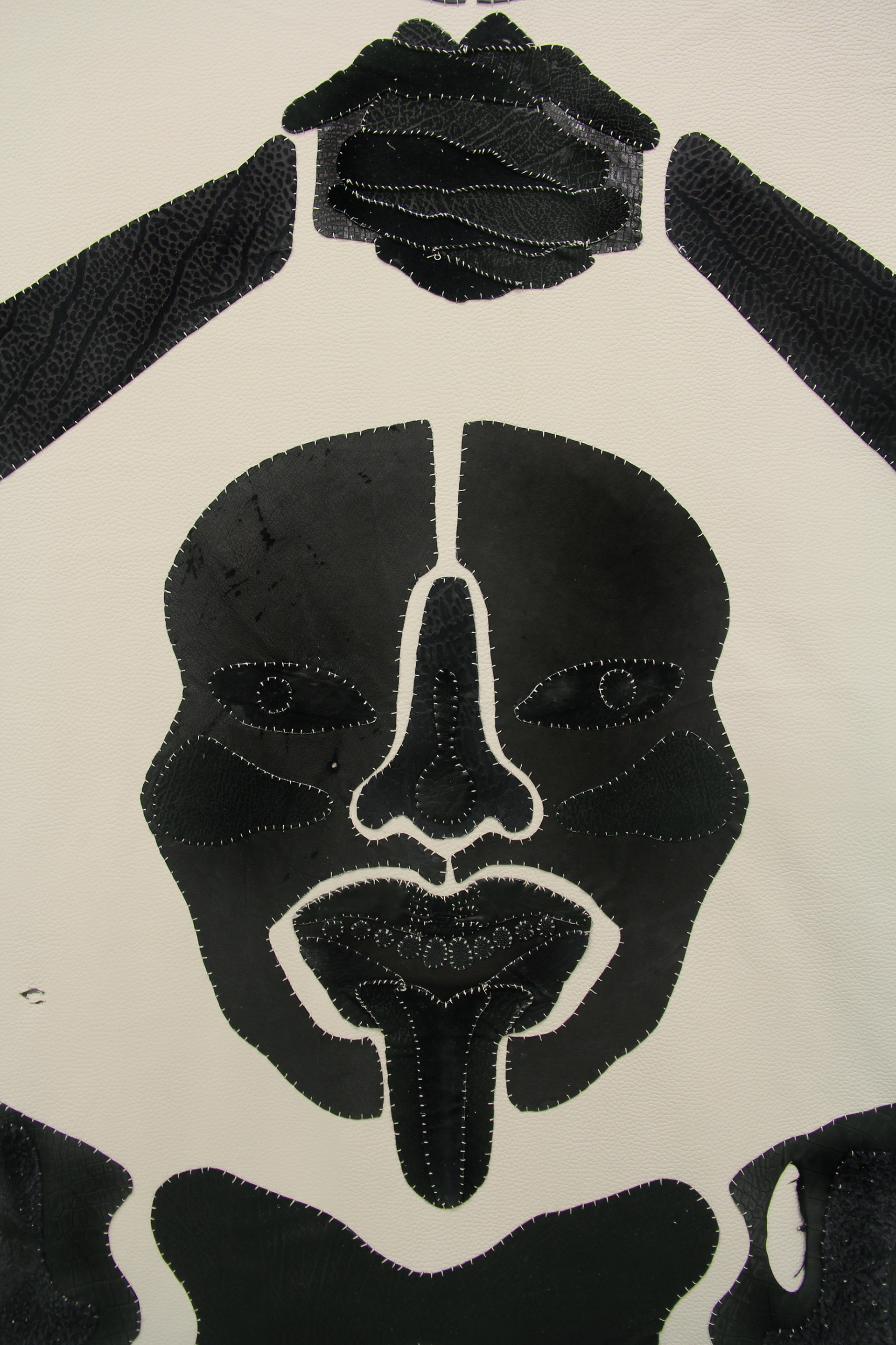 The leg of the hen, 2020. Hand sewn leather. 108 x 87 in (274.3 x 221 cm).