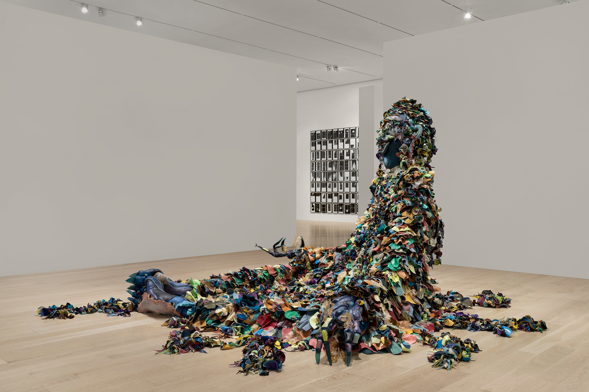 Installation view: Tau Lewis, "The cure will be completed in my body, silence your spirit to let me reach you, my skin will secrete angels and you will have forgotten and forgiven all," at the Institute of Contemporary Art, Miami. Nov 16, 2023 - Apr 28, 2024. Photo Zachary Balber.