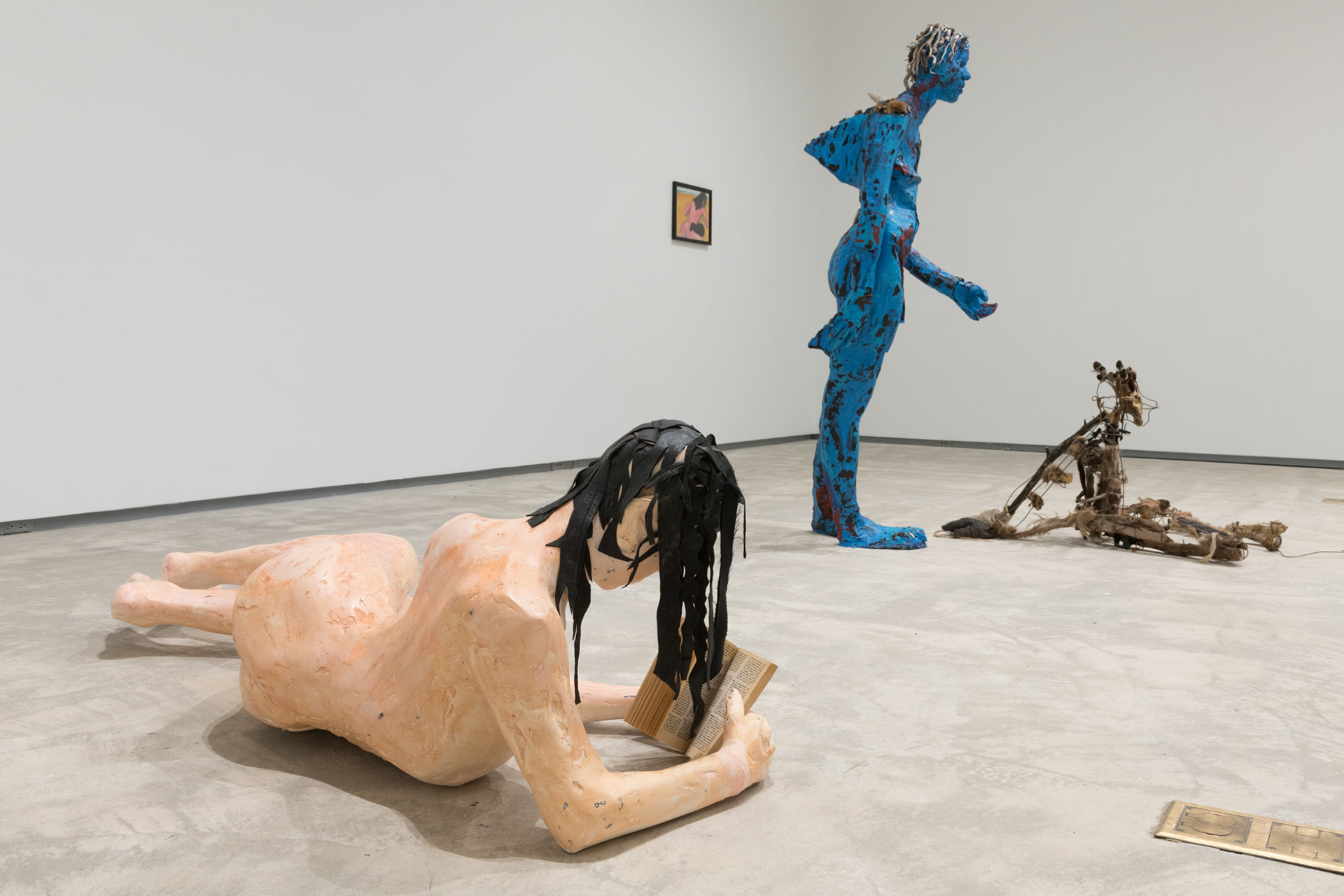 Installation view. the cause and cure is you, 2017 (left) and I the spirit conductor come to tell you we were here before this, 2018 (right)