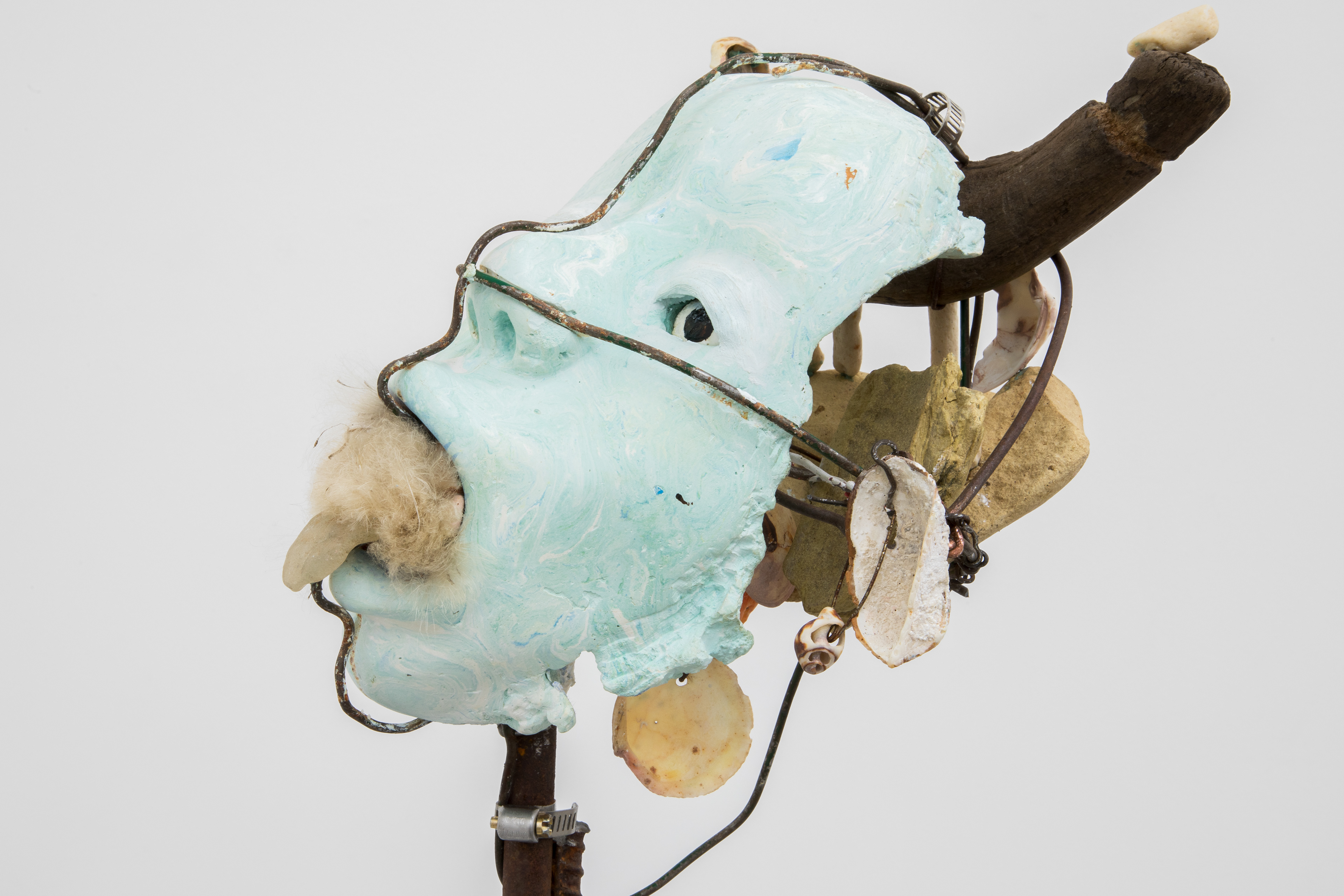 Precious things (everything), 2017. Hand carved plaster, stone, brick, reef stone, seashells, sea glass, milk thistle seeds, wire, acrylic paint, driftwood, rebar, concrete.