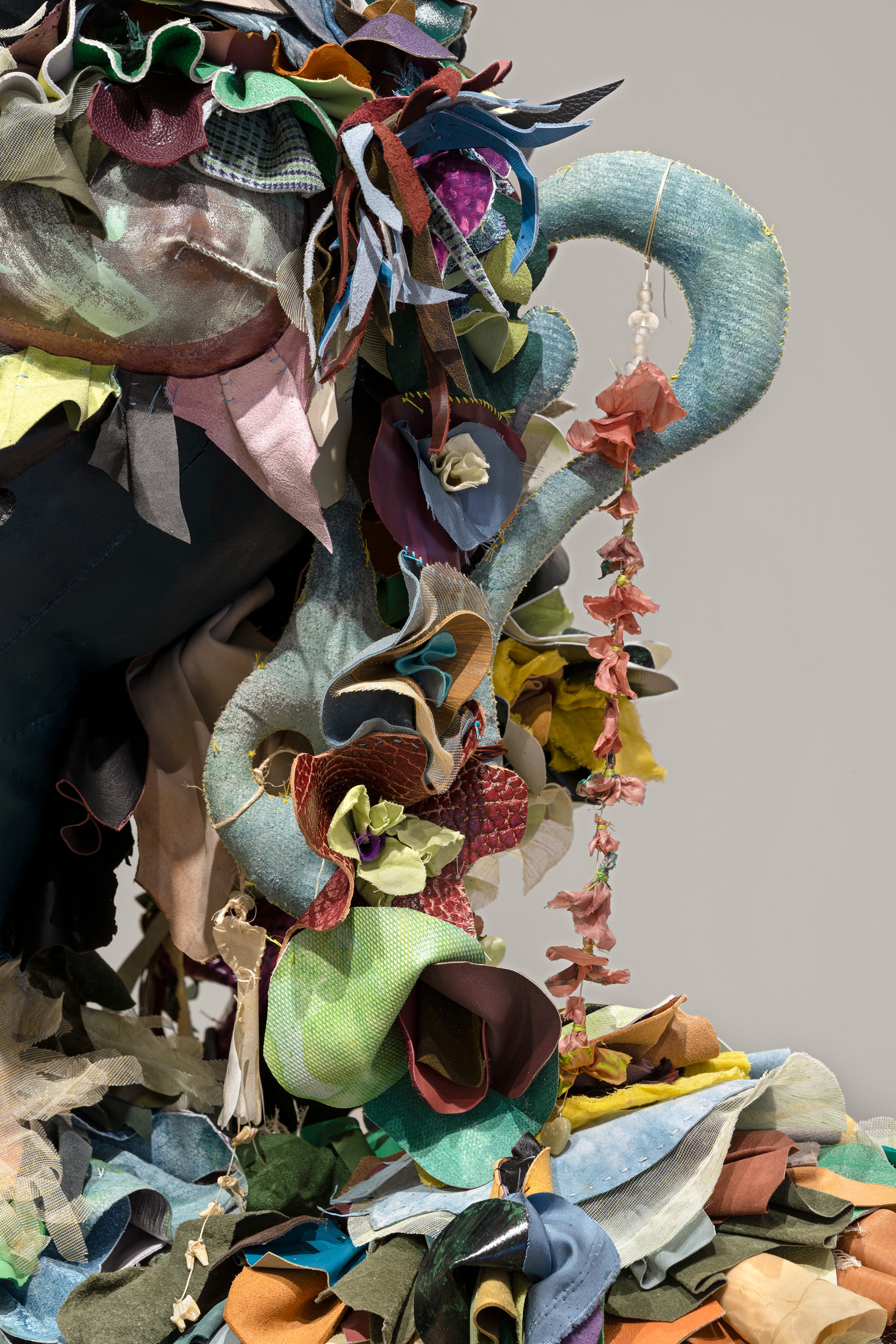 Installation view: Tau Lewis, "The cure will be completed in my body, silence your spirit to let me reach you, my skin will secrete angels and you will have forgotten and forgiven all," at the Institute of Contemporary Art, Miami. Nov 16, 2023 - Apr 28, 2024. Photo Zachary Balber.