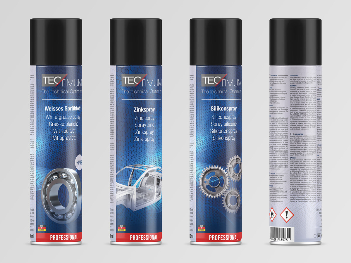 Dosen (Mock-ups) aus dem Sortiment für Tectimum