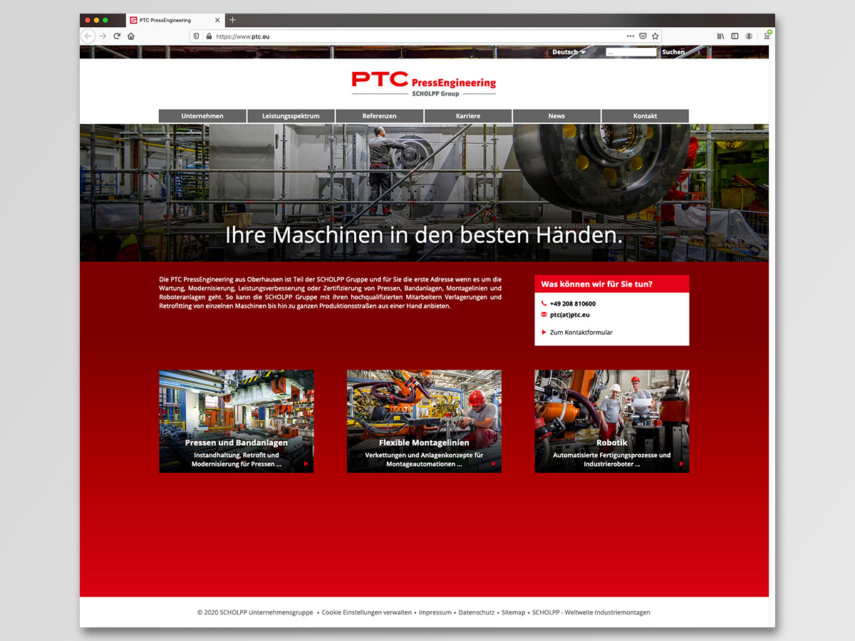 Homepage von PTC PressEngineering