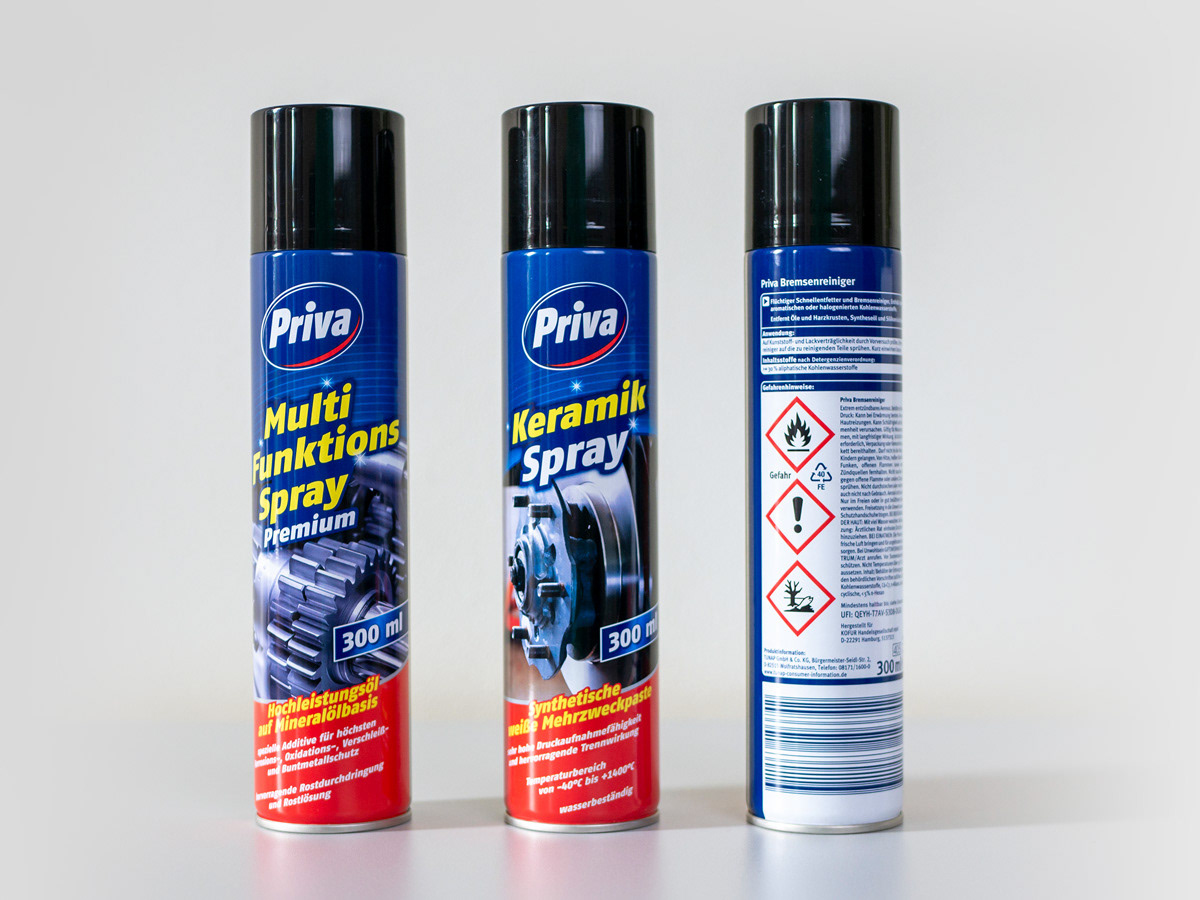 Fahrzeugpflege-Sortiment für Priva – einer Marke des Discounters Netto