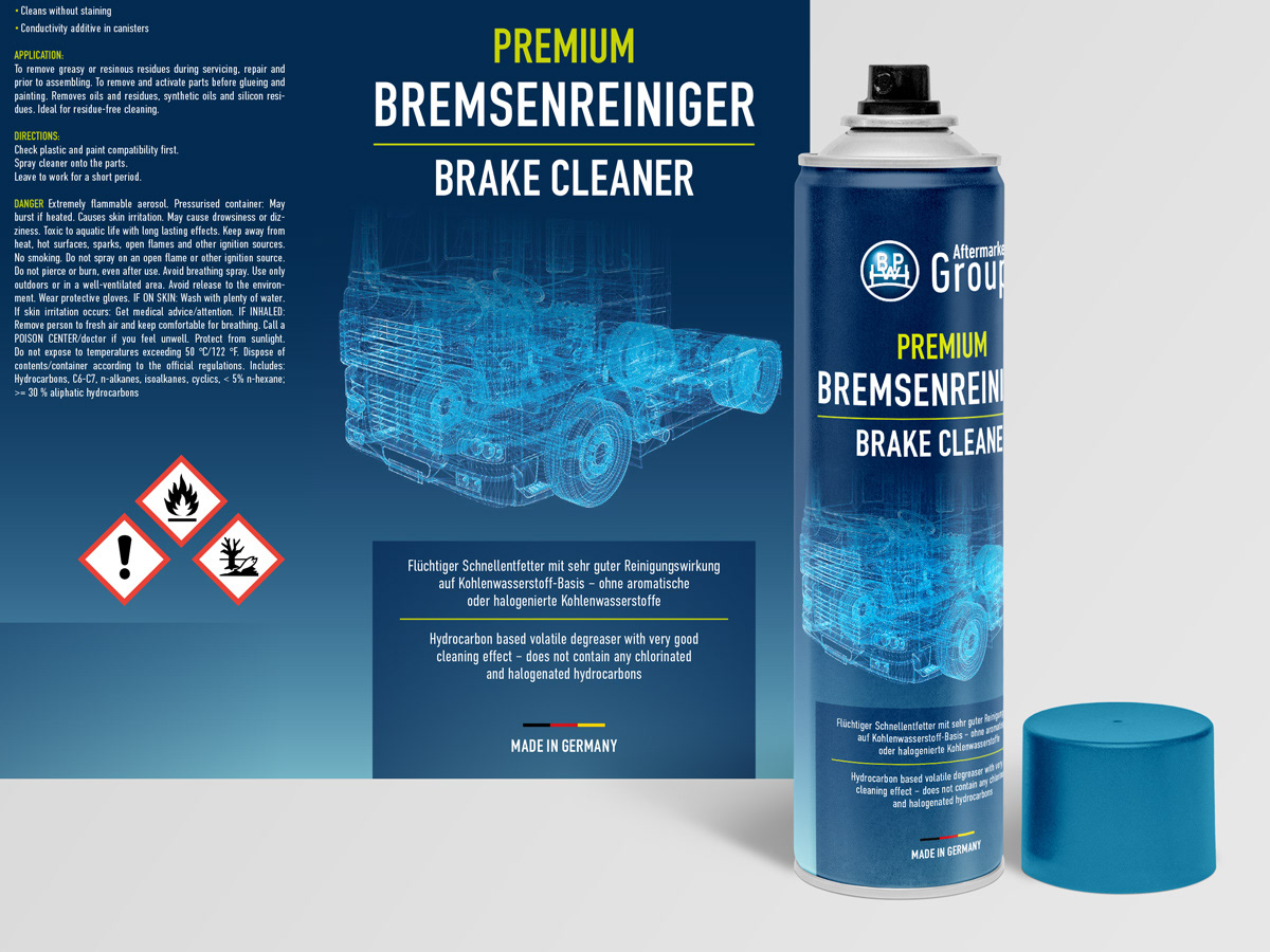 Produktmuster-Grafik für Aerosole von BPW Aftermarket Group (Entwurf)