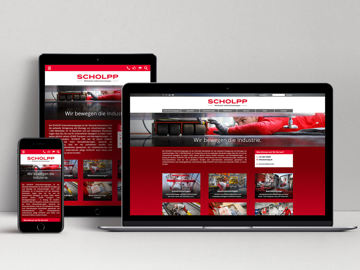 Responsive Webdesign mit direktem Einstieg für Kunden in die Fokusthemen