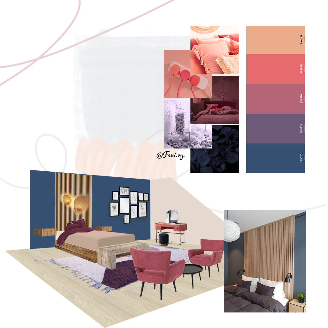 Suite 01 - Planche tendance et photomontage sur le Coin Nuit