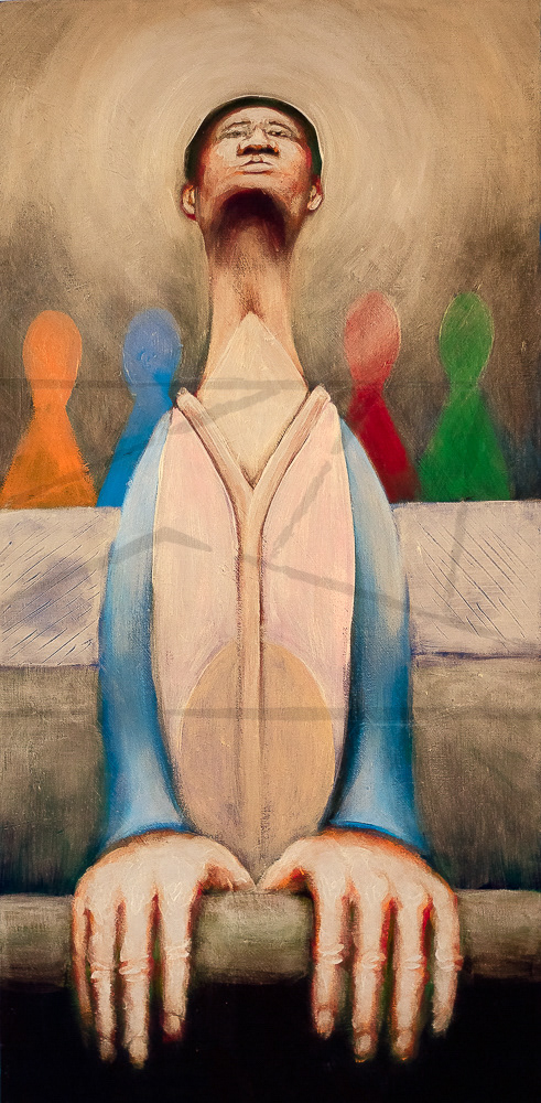 Standing Tall. Acrylic on canvas by Kyle Epps. Remembering Elmer Brown.