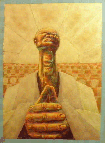 Meditation on Life. Acrylic on canvas by Kyle Epps. Remembering John Biggers.