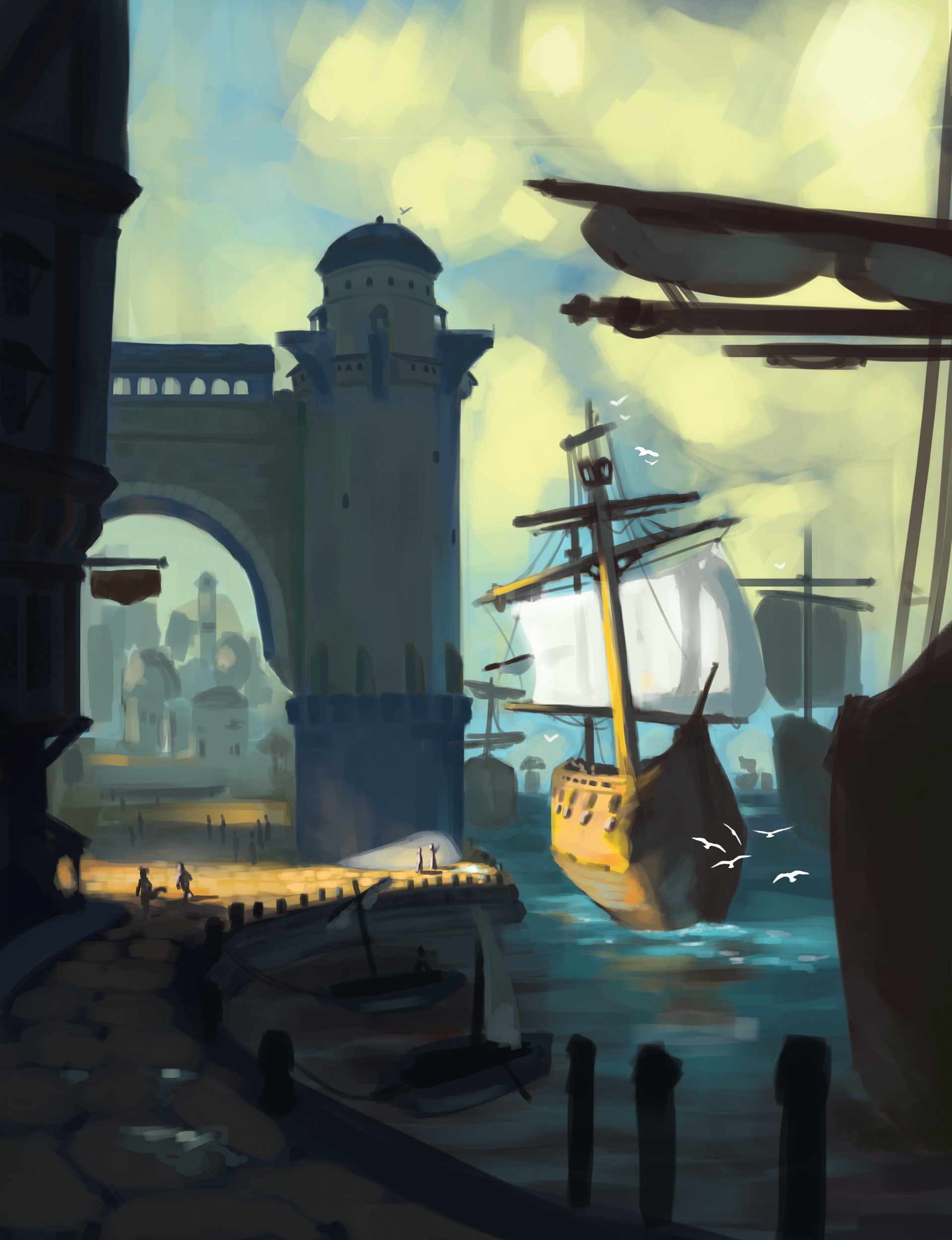Boardgame card concepts - The harbor