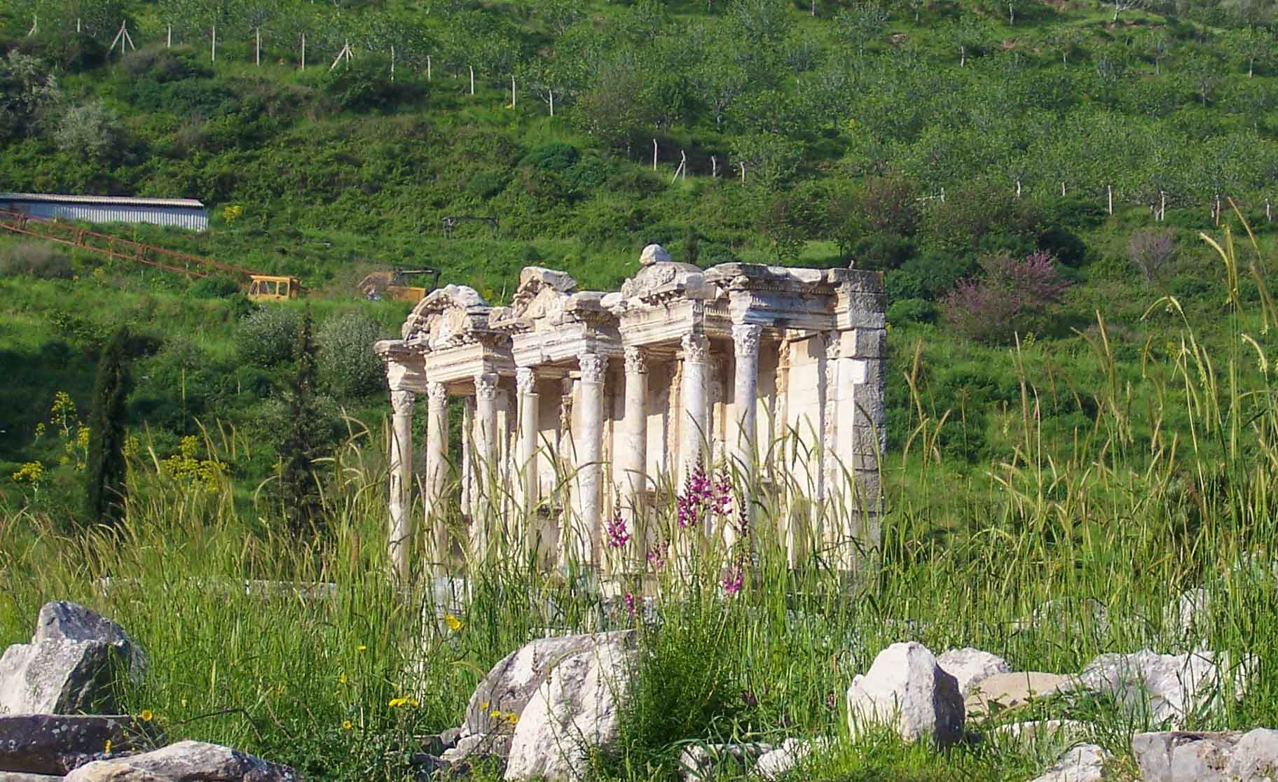 Ephessos Turkey ancient library shown in the field