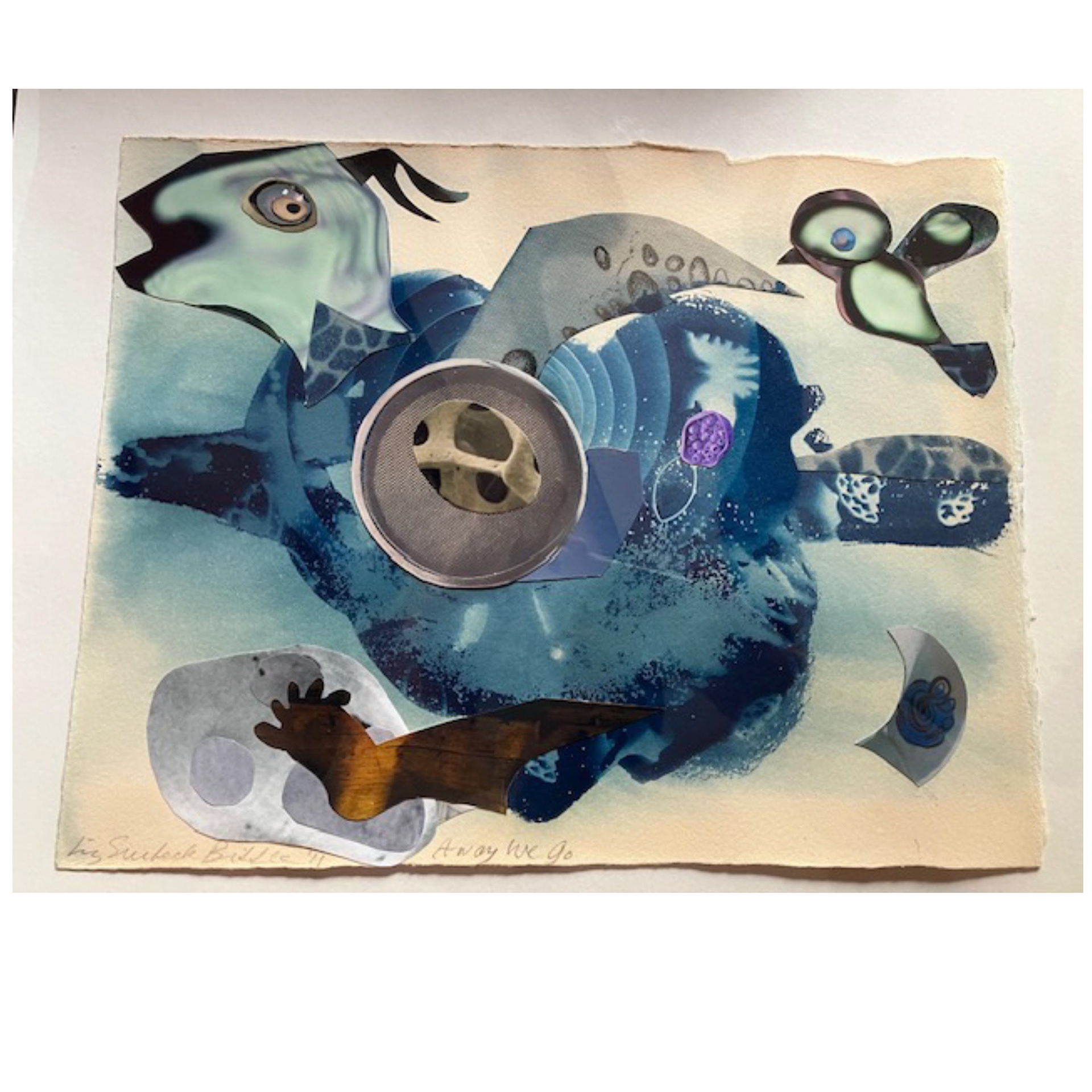 Space Flea/Away We Go!! - 8.5 x 11”, 2011, collage & cyanotypeSpace Flea/ Punching Back – 11 x 7.5”, 2011, collage and cyanotype