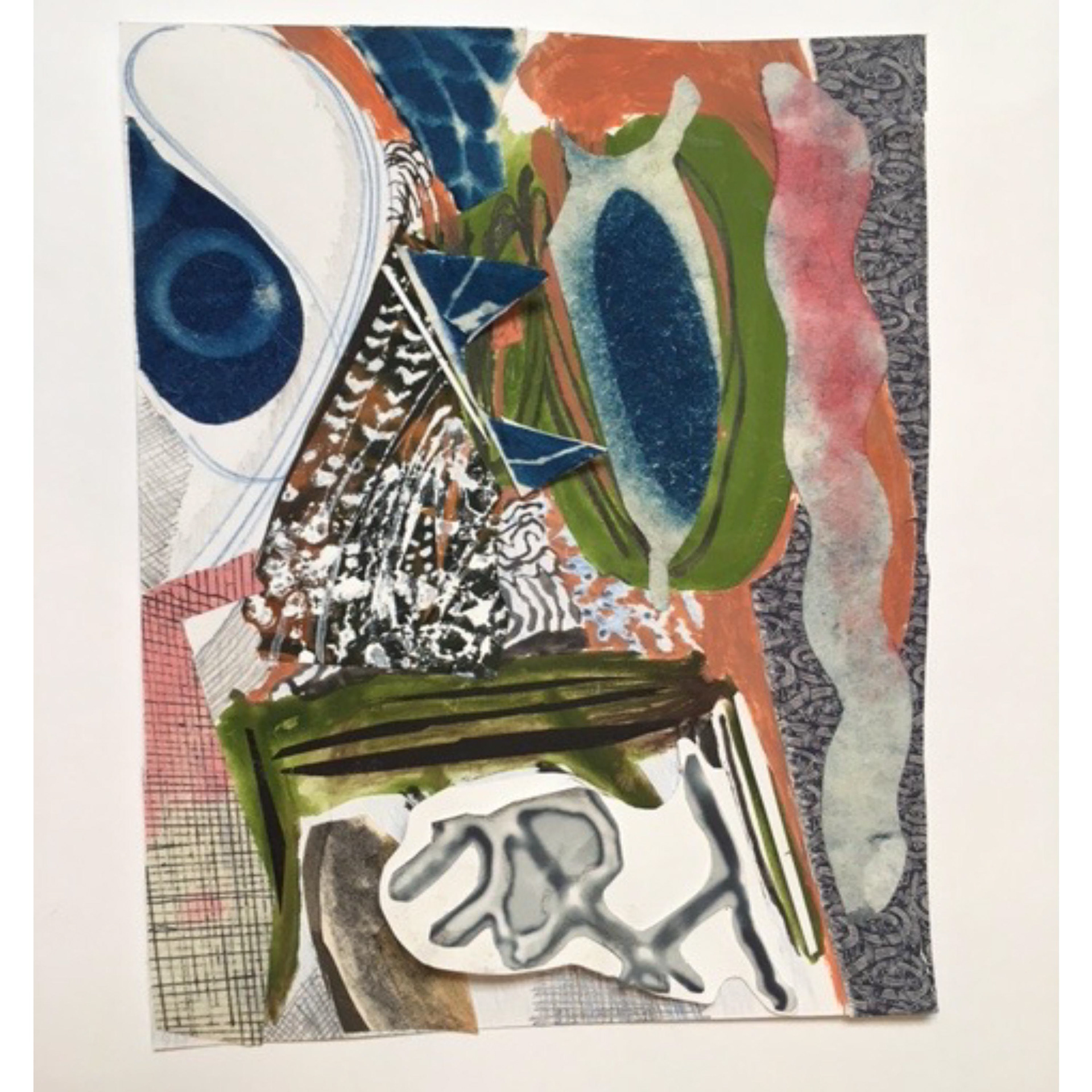 Pinnacle –  2023, 8 x 6”, collage, gouache, ink