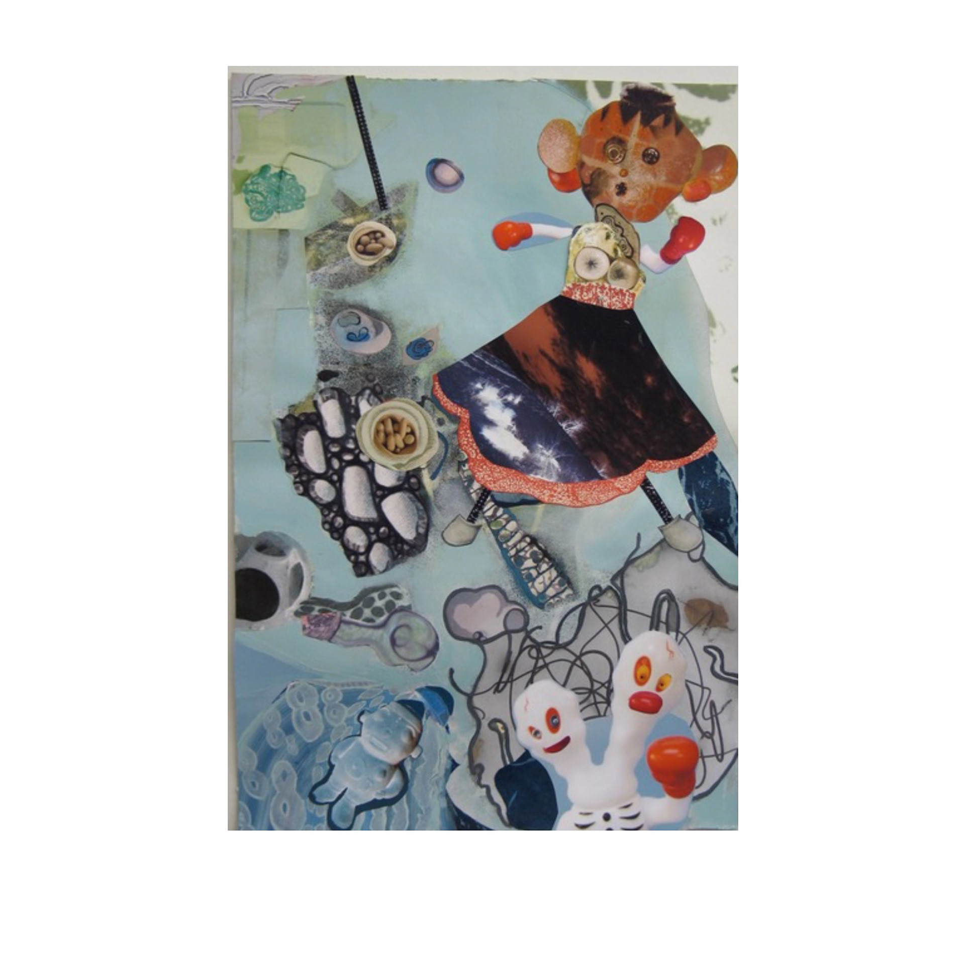 Explosion with Legos 2012  21”  X  17” Cyanotype, Printed Matter, Collage