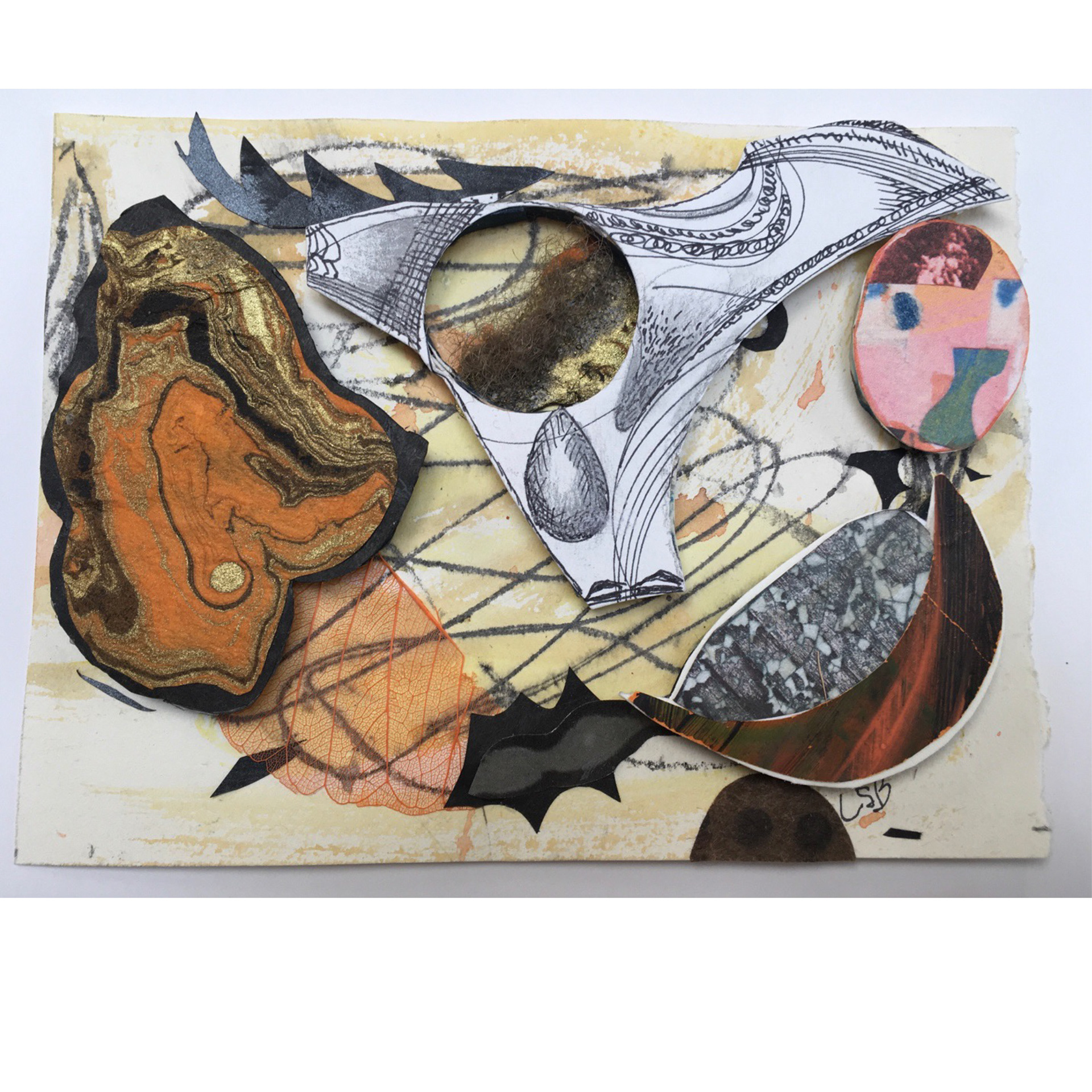 It’s Getting HOT - 2022, watercolor, ink, skeleton leaf