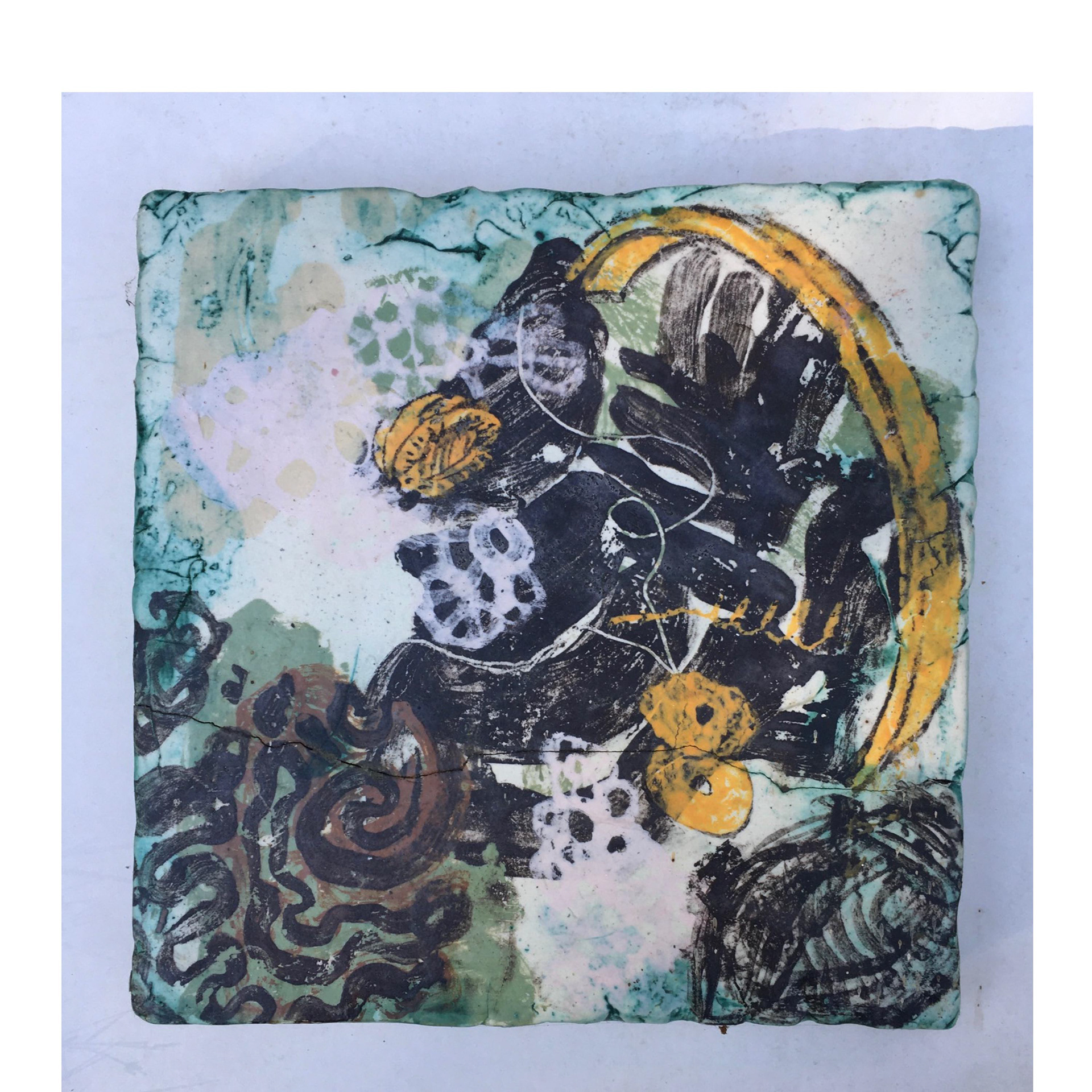 Yellow Arc tile- 2009, 8.5 x 8.5 x 1.1/4” ceramic