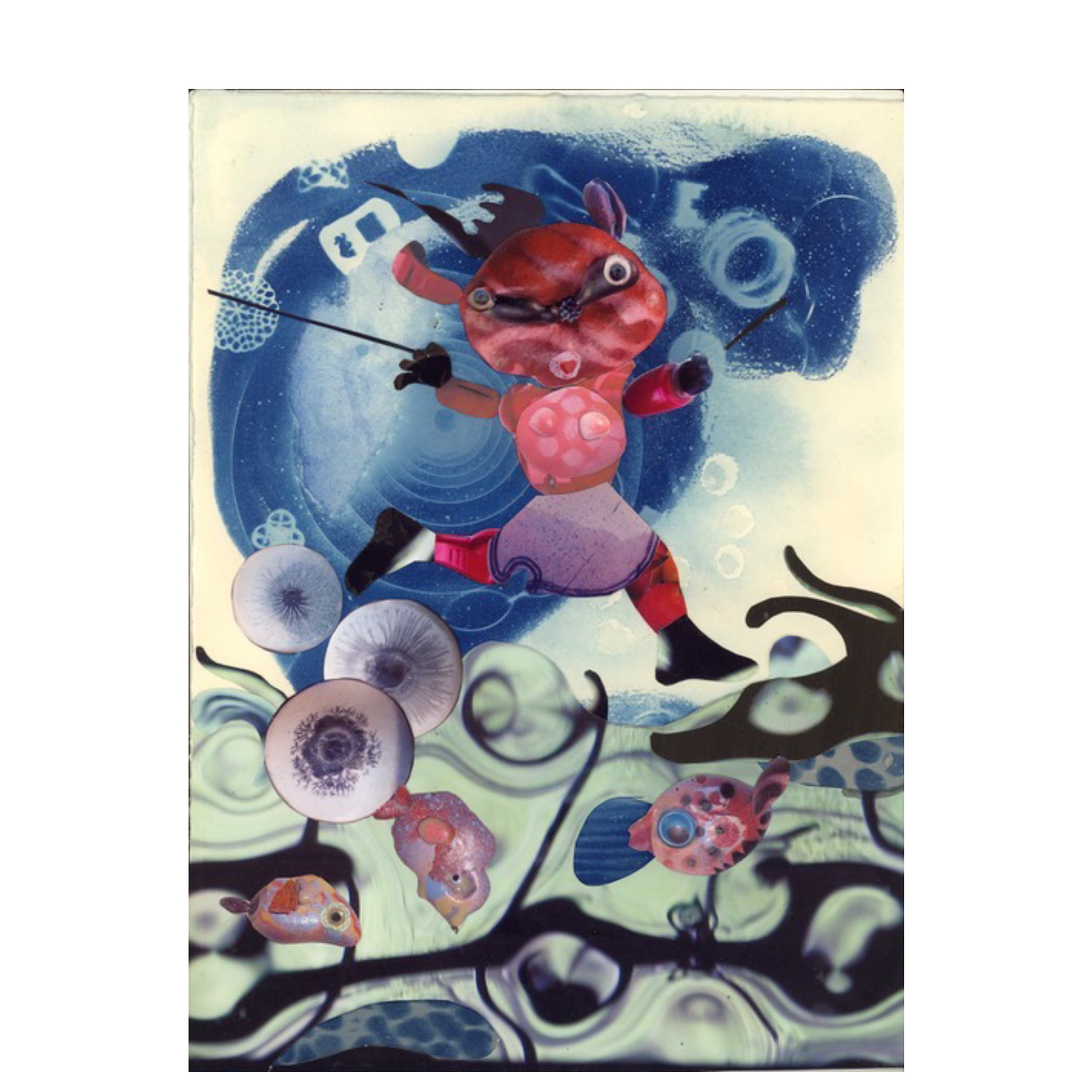 Space Flea 17- Walk on Water – 2011, 11 x 7.5”, collage & cyanotype