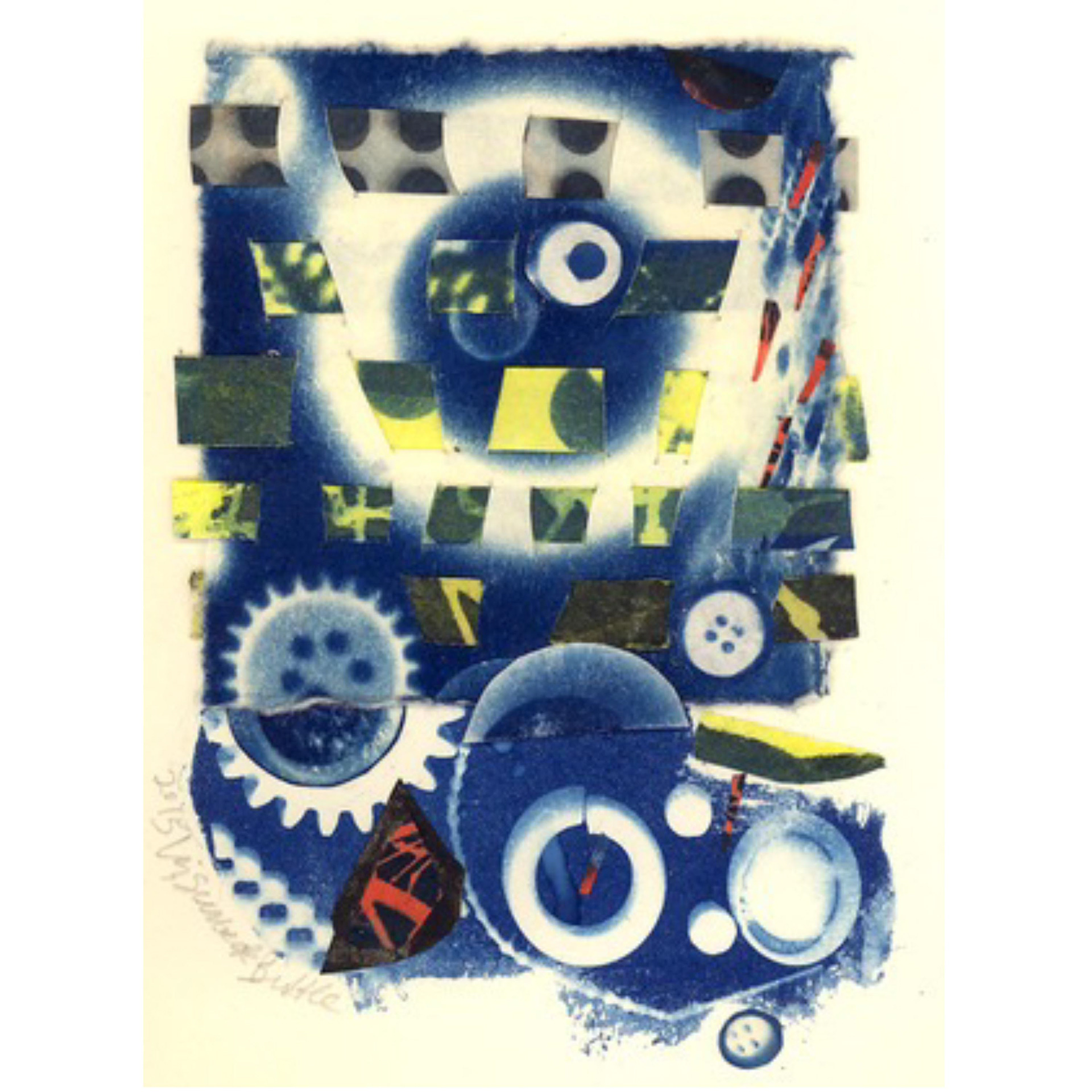 Just Rolling On- 2015, 5 x 3.5 x 3/8”, cyanotype, acrylic wash on   Okawara paper  