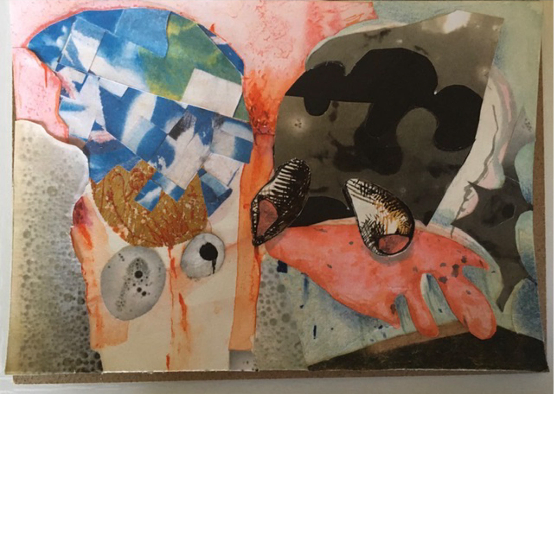 Looking Out – circa 2020’s, 6 x 8”, collage, gouache, ink