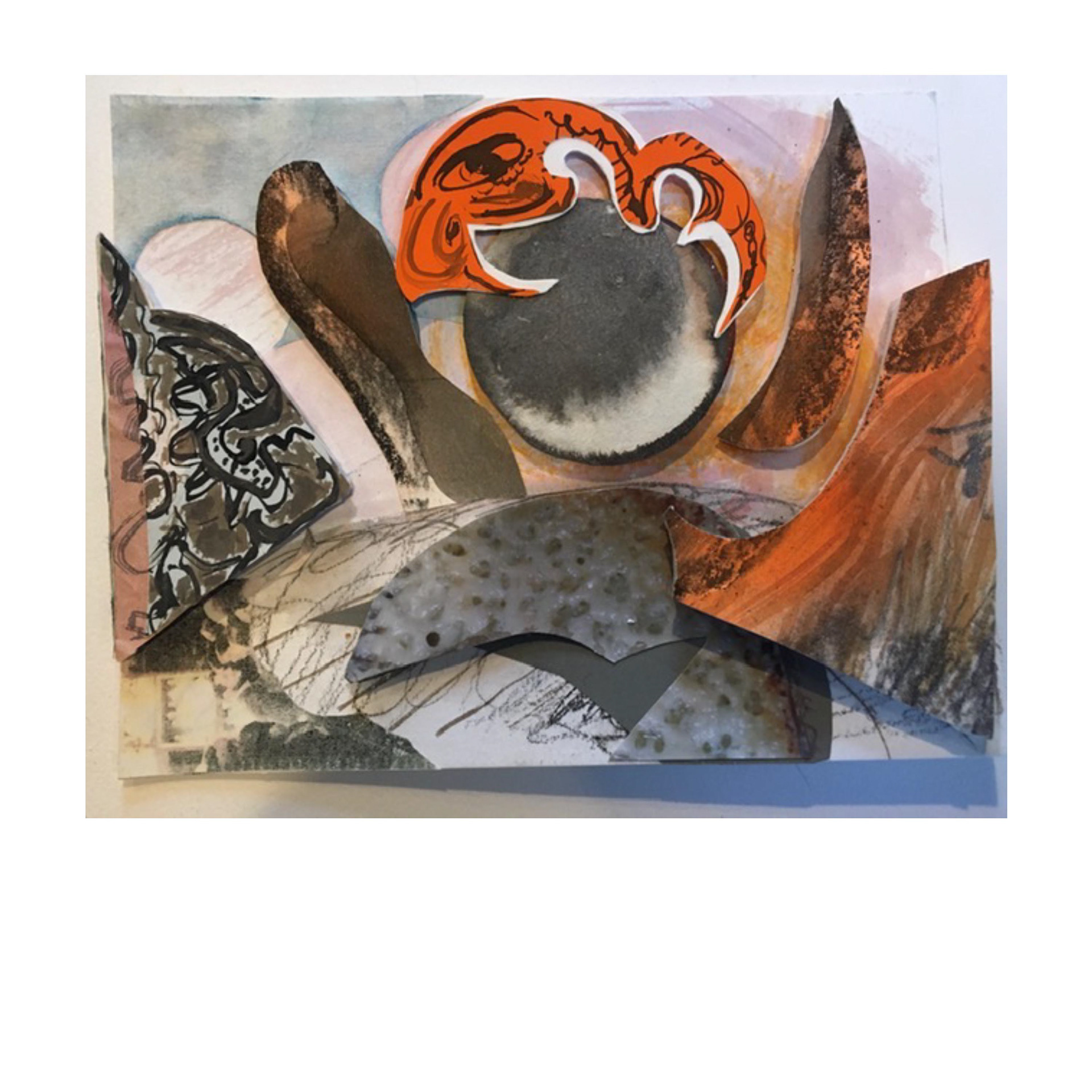 Threat - 2023 gouache, ink, watercolor 17 x 14 x .05”