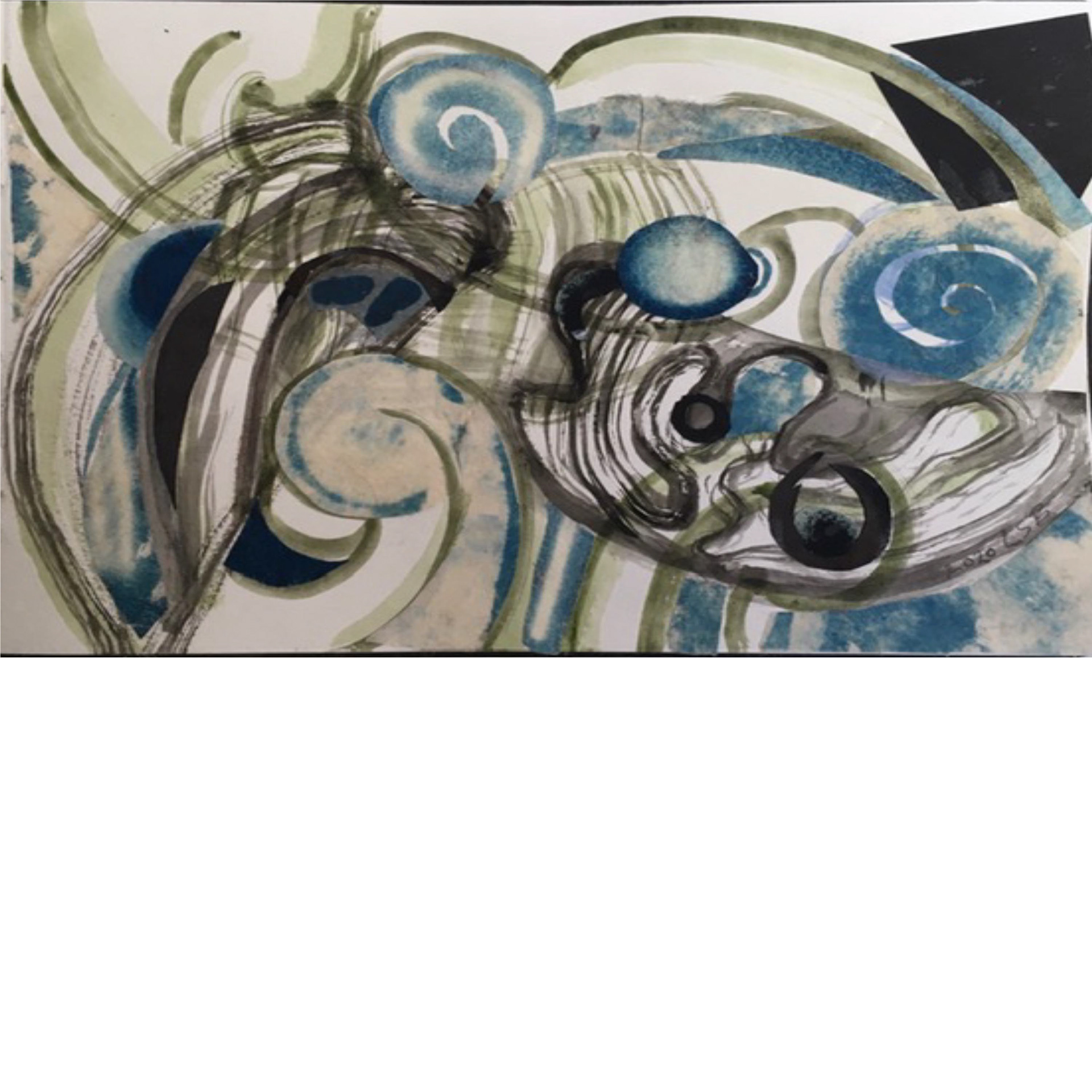 Sensors – 2020, 6 x 8”, collage, watercolor, ink