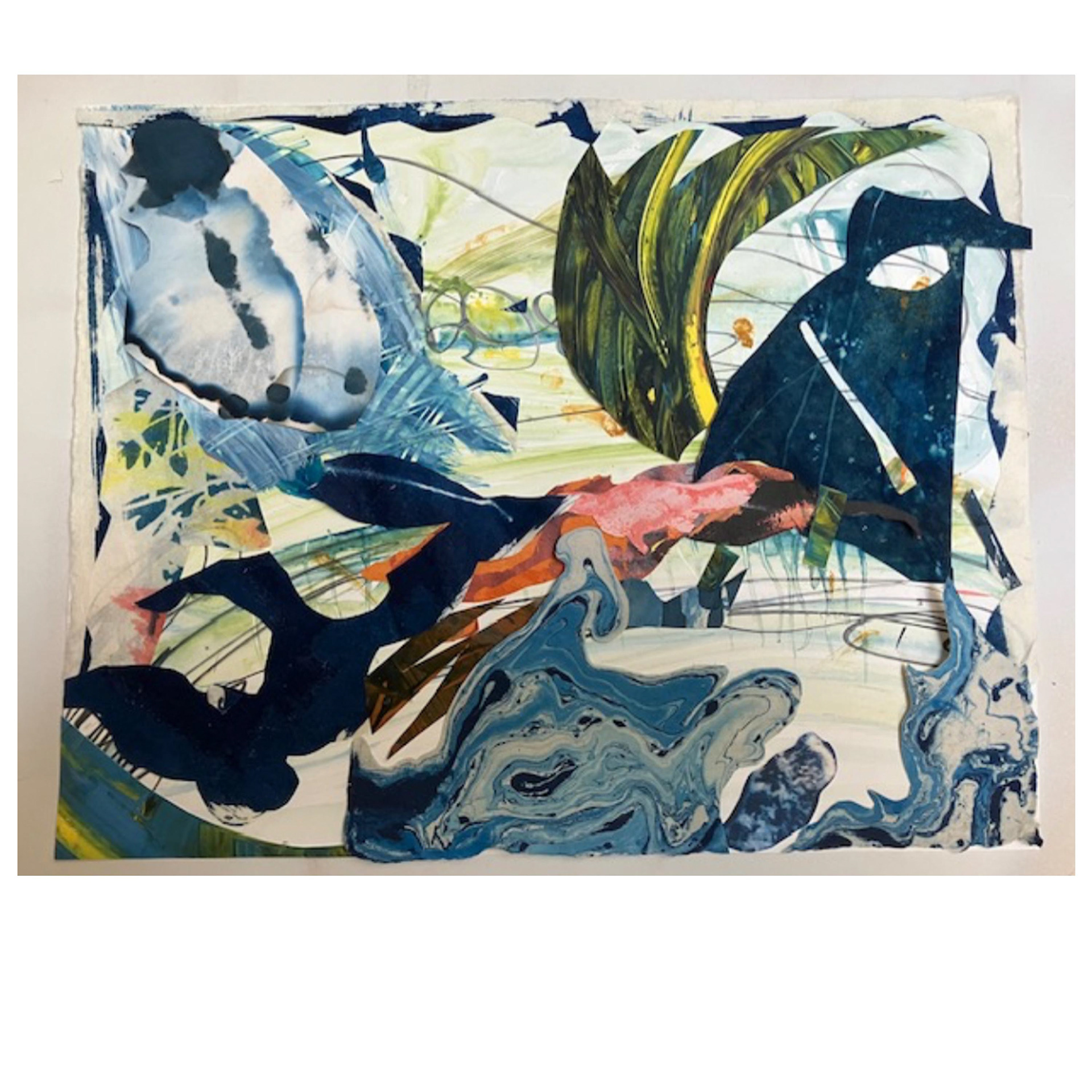 Turmoil  2023 11 X 14 Collage, Printed Matter, Watercolor, Pencil