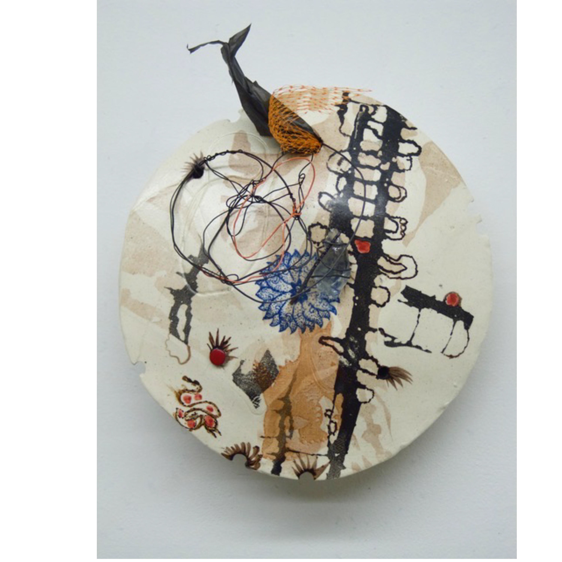 Circle Series #3 -2012,  8.5 x 8.5 x 4”, glazed ceramic, wire