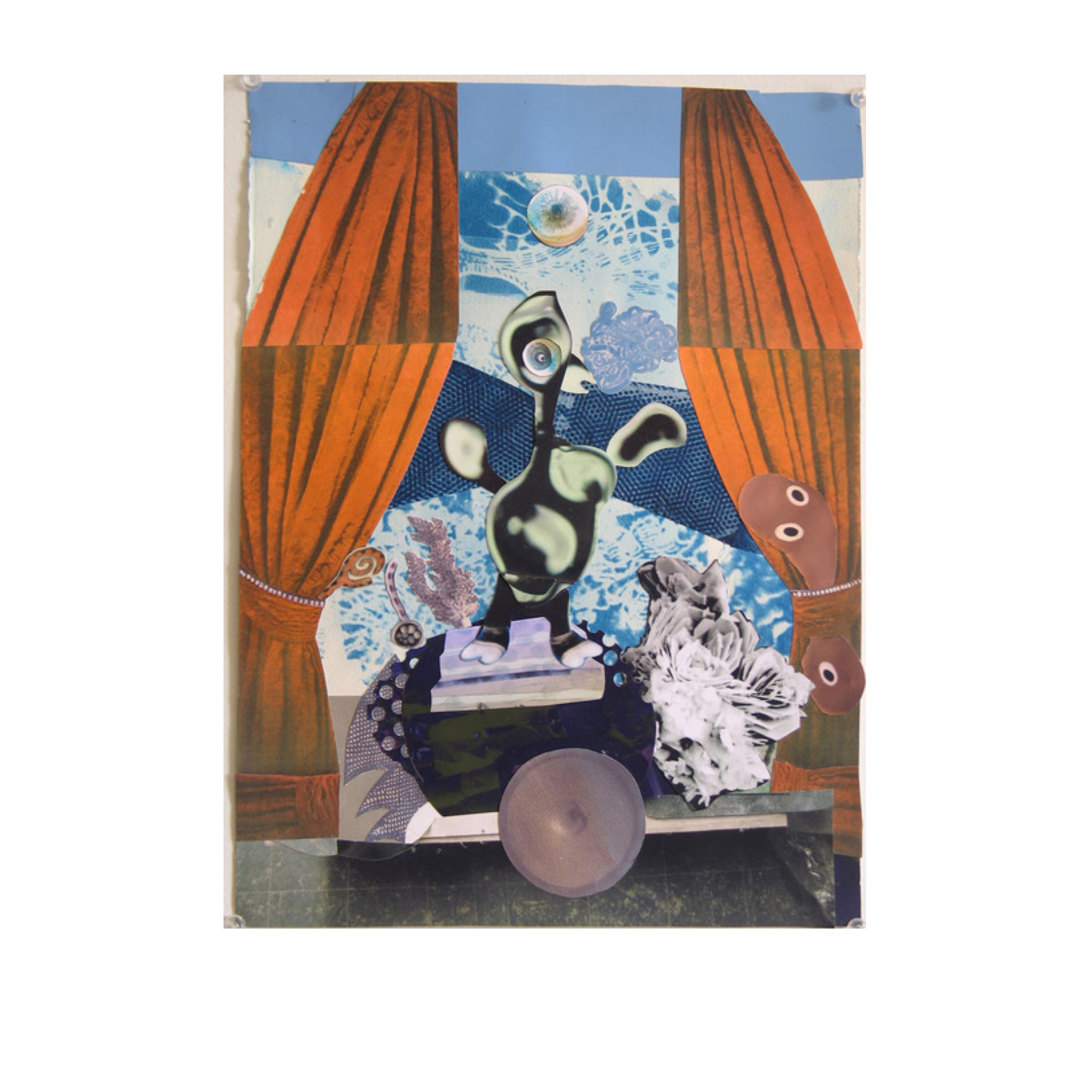 Pronouncement 2012 21”  X  17”(Framed) Cyannotype, Printed Matter, Collage