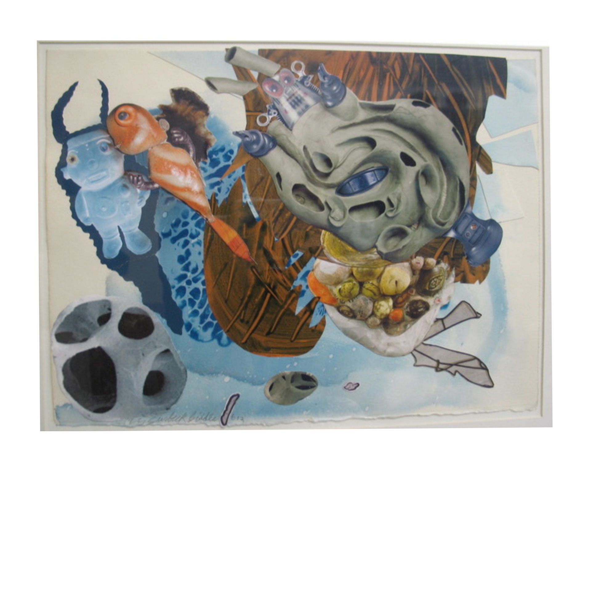 Unexpected Visitor  2012 17”  X  21” Collage Cyanotype