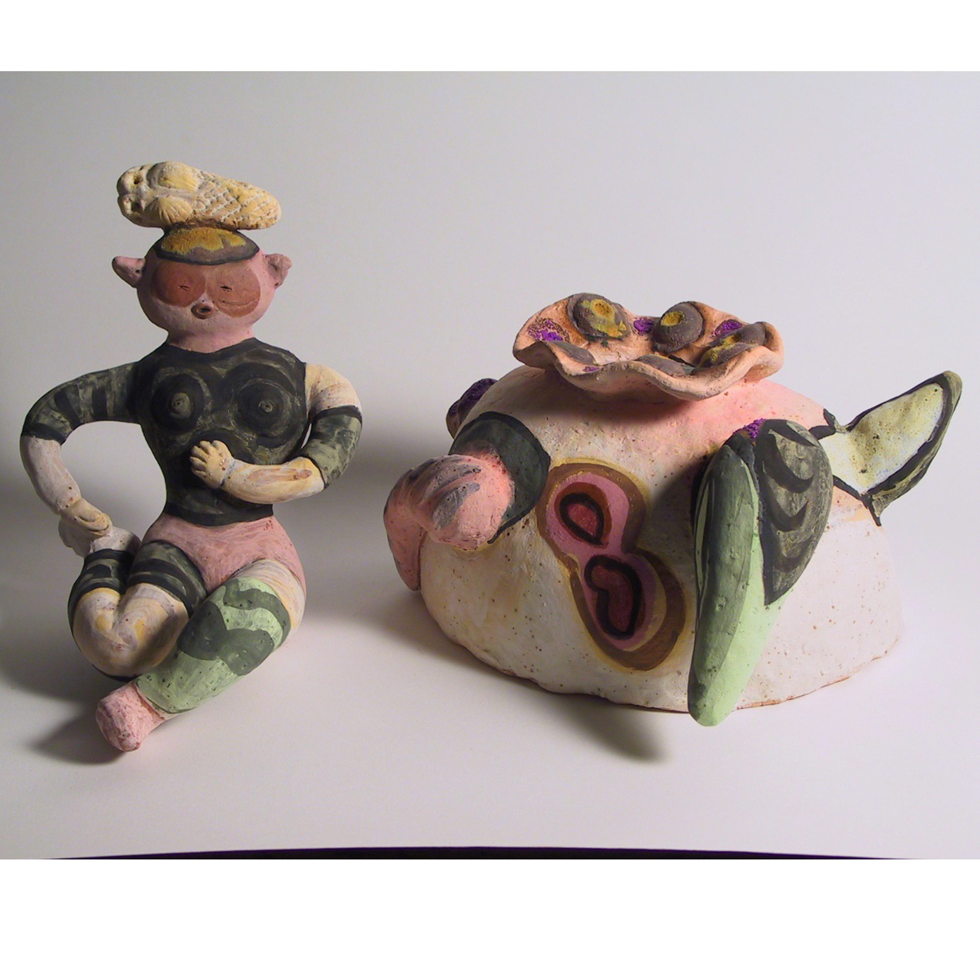 Pan Figure with Pot- pot: 10.5 x 6.5 x 10”, 