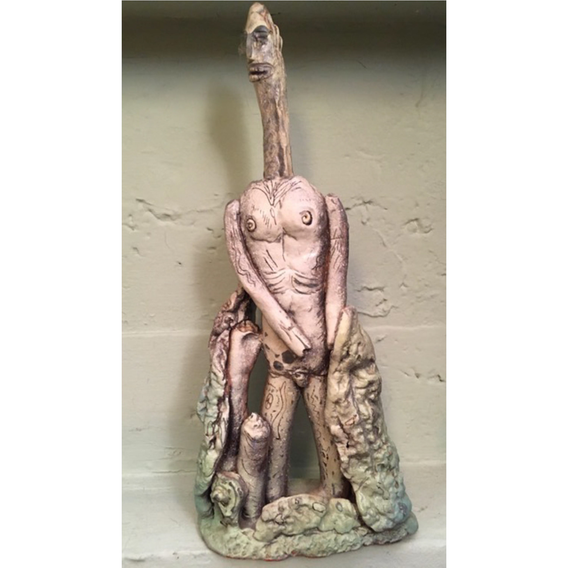 Stretch- 10 x 4.5 x 2”, circa 2000, glazed ceramic