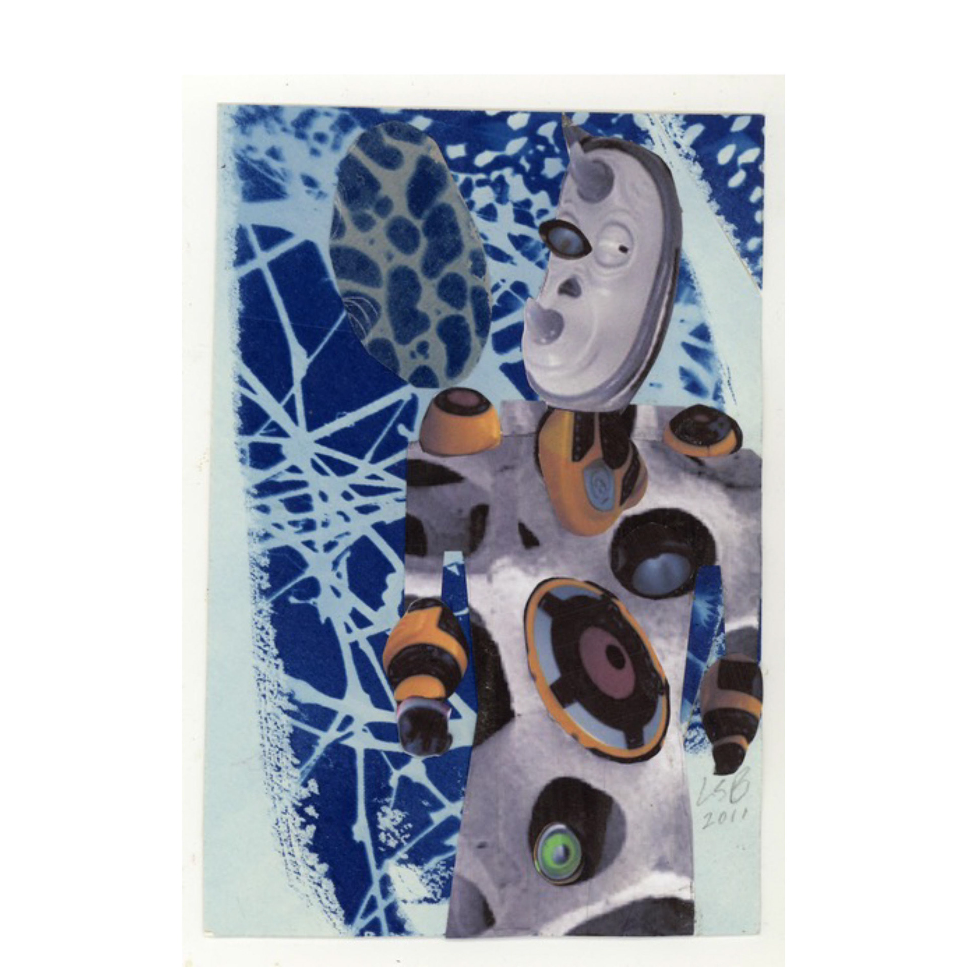 Space Flea 9- 6 x 4”, 2011, collage & cyanotypeSpace Flea 12- See Yah!, 8 x 7.25”, 2011