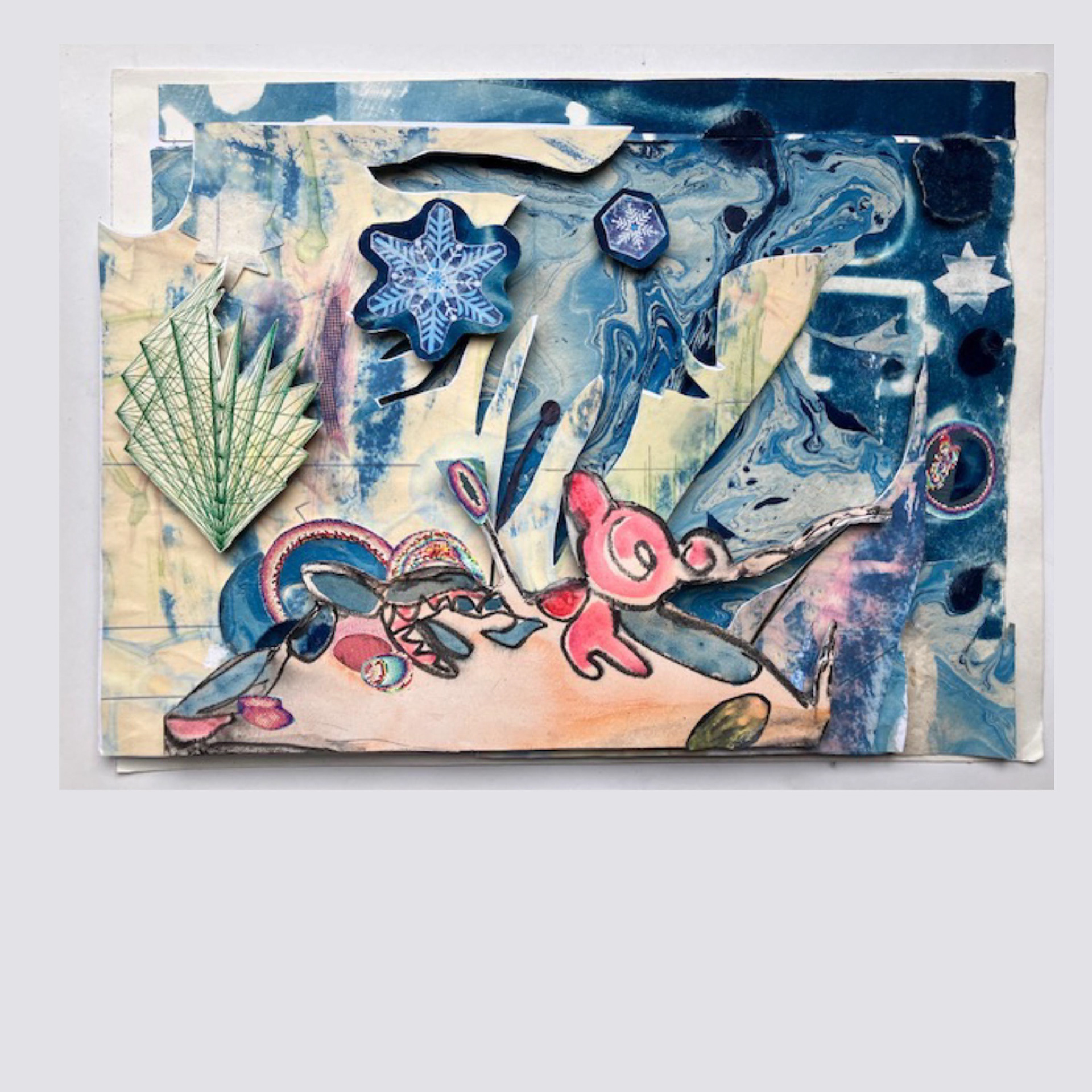 The Abyss – 2025 cyanotype, printed matter, watercolor , colore