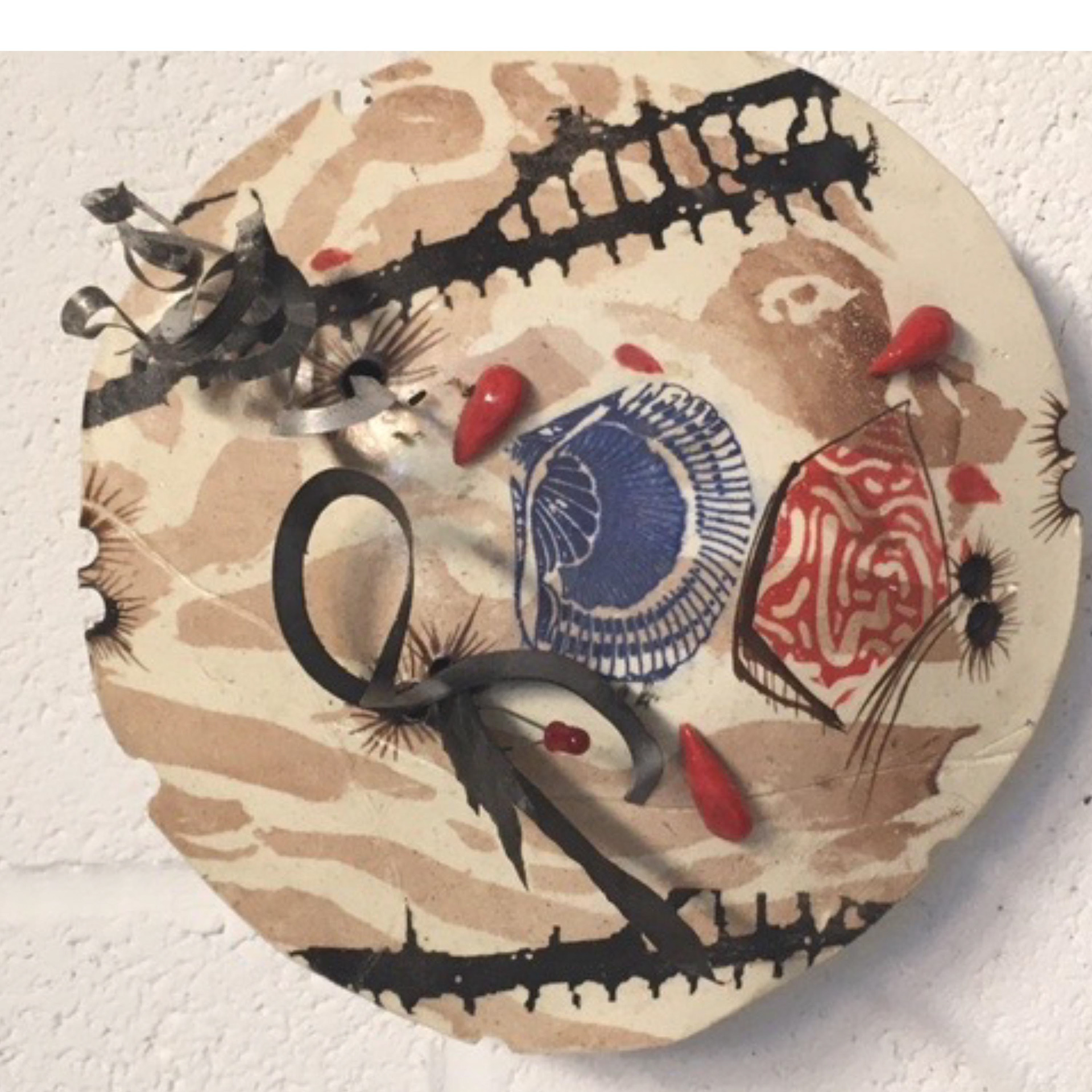 Circle Series #2- 2012, 8.5 x 8.5.x 4”,, glazed ceramic, wire