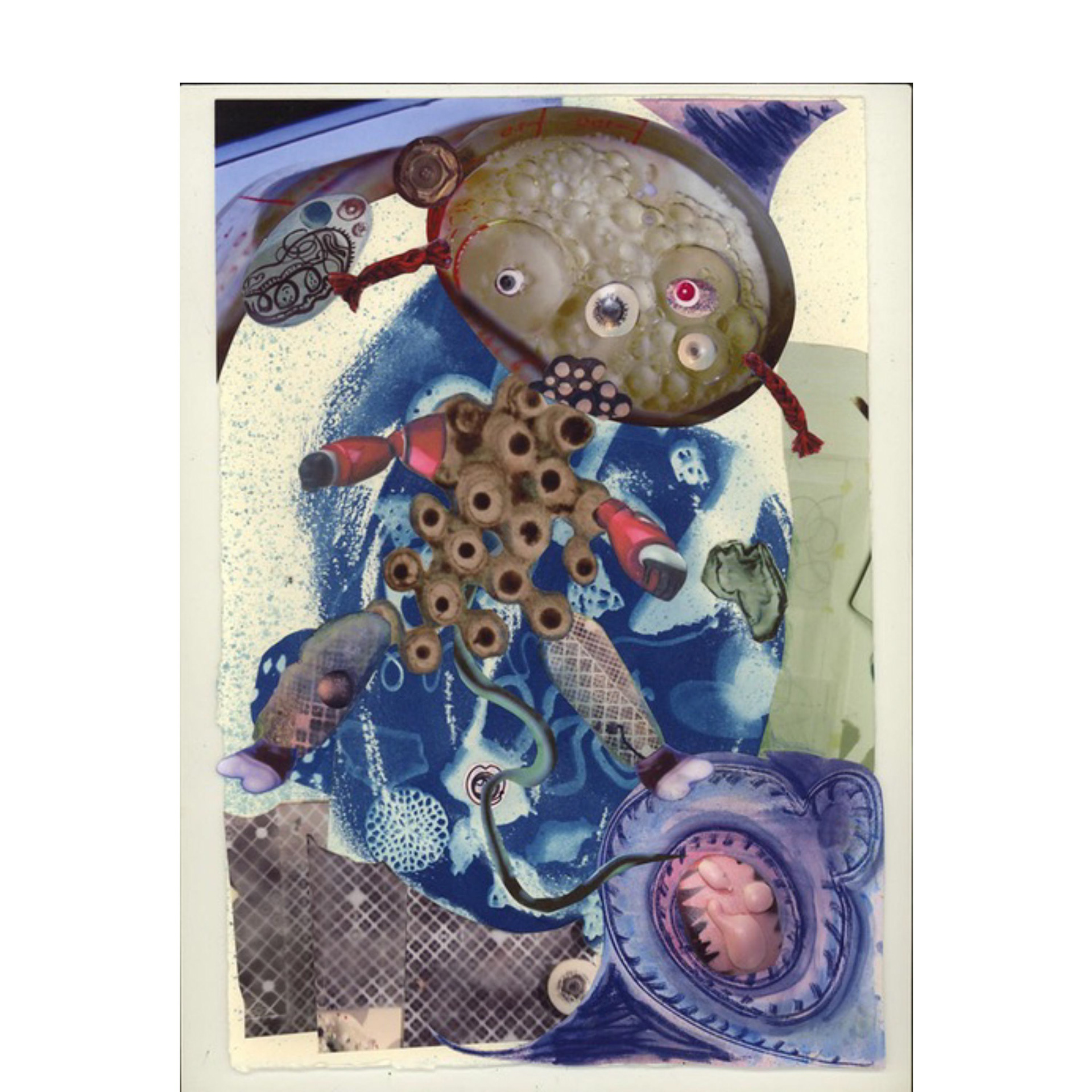 Space Flea 21- Stepping Out – 11 x 7.5”, 2011, collage & cyanotype