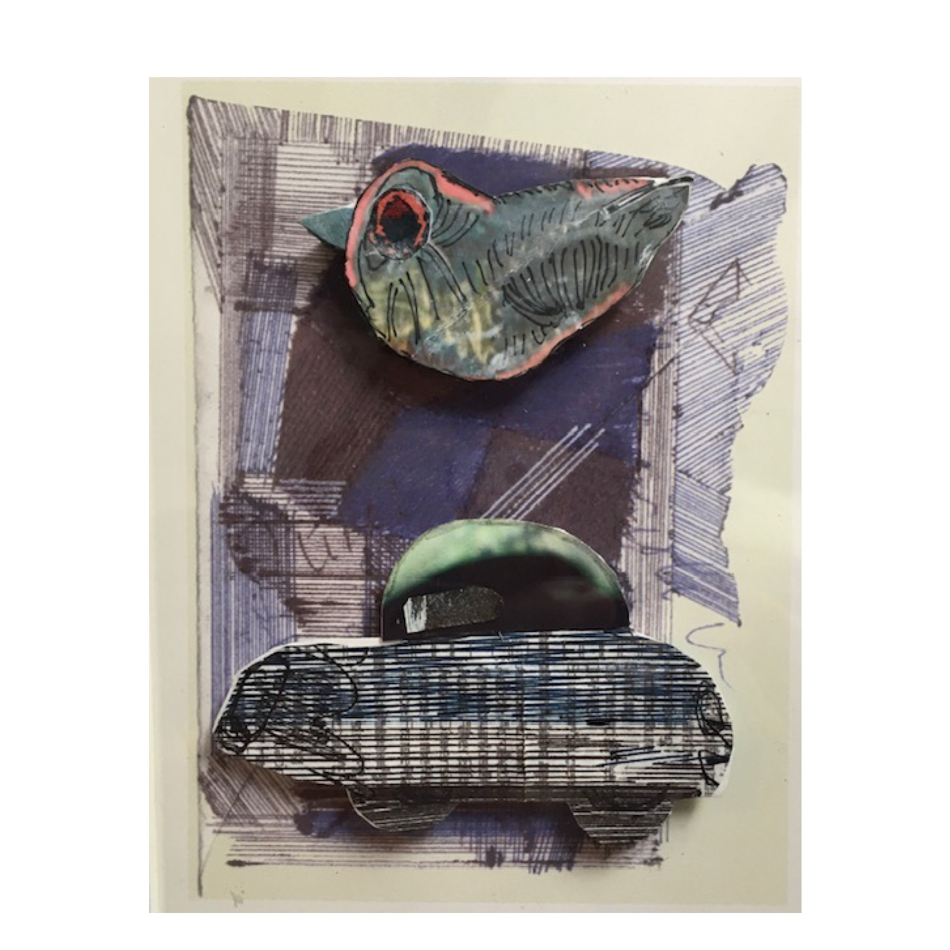 Shadowing- ink, ballpoint, gouache, 4.5 x 7’’, approx. 2021