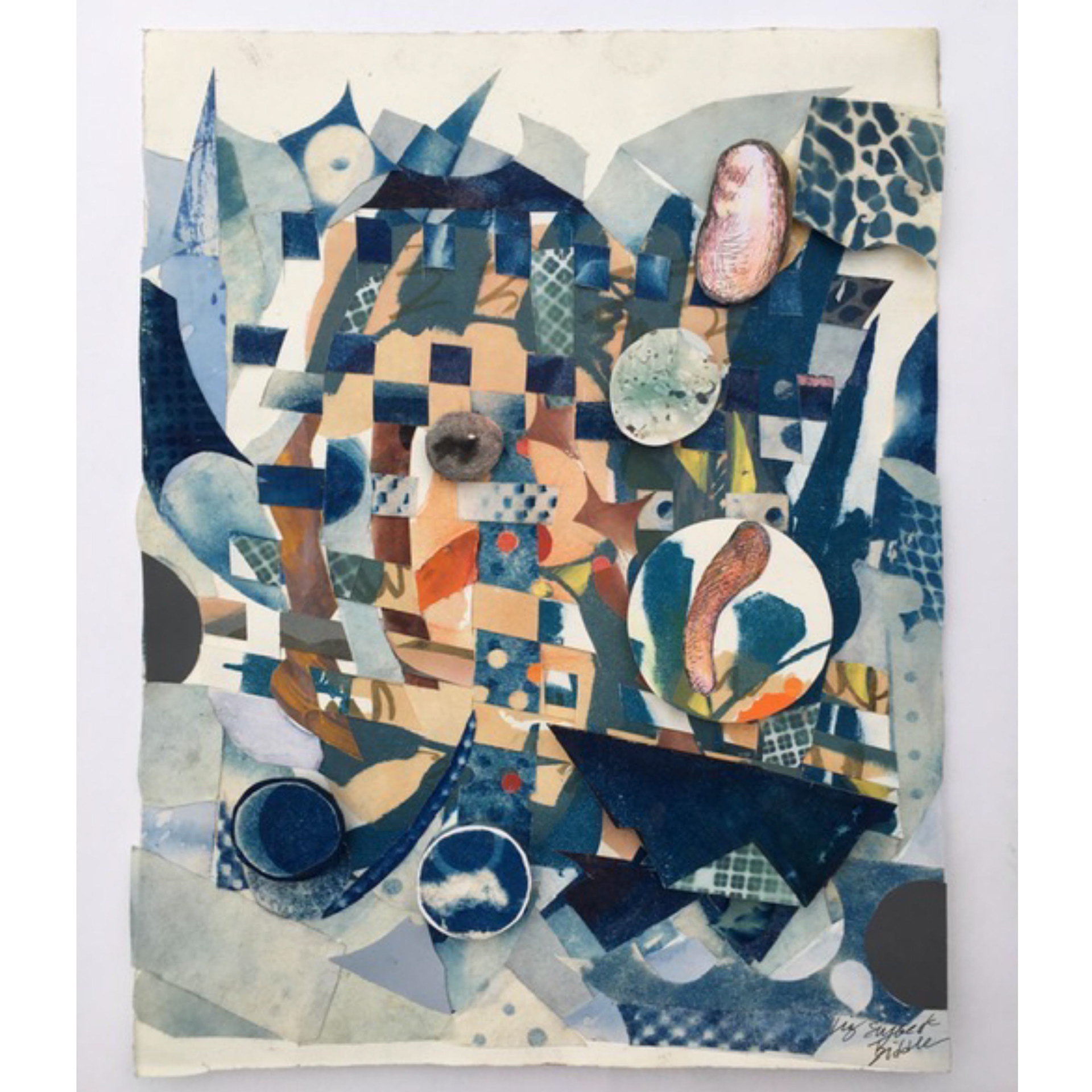 Ups and Downs – 2022, 10 x 8 x 1/4”, 3 d woven collage, cyanoty