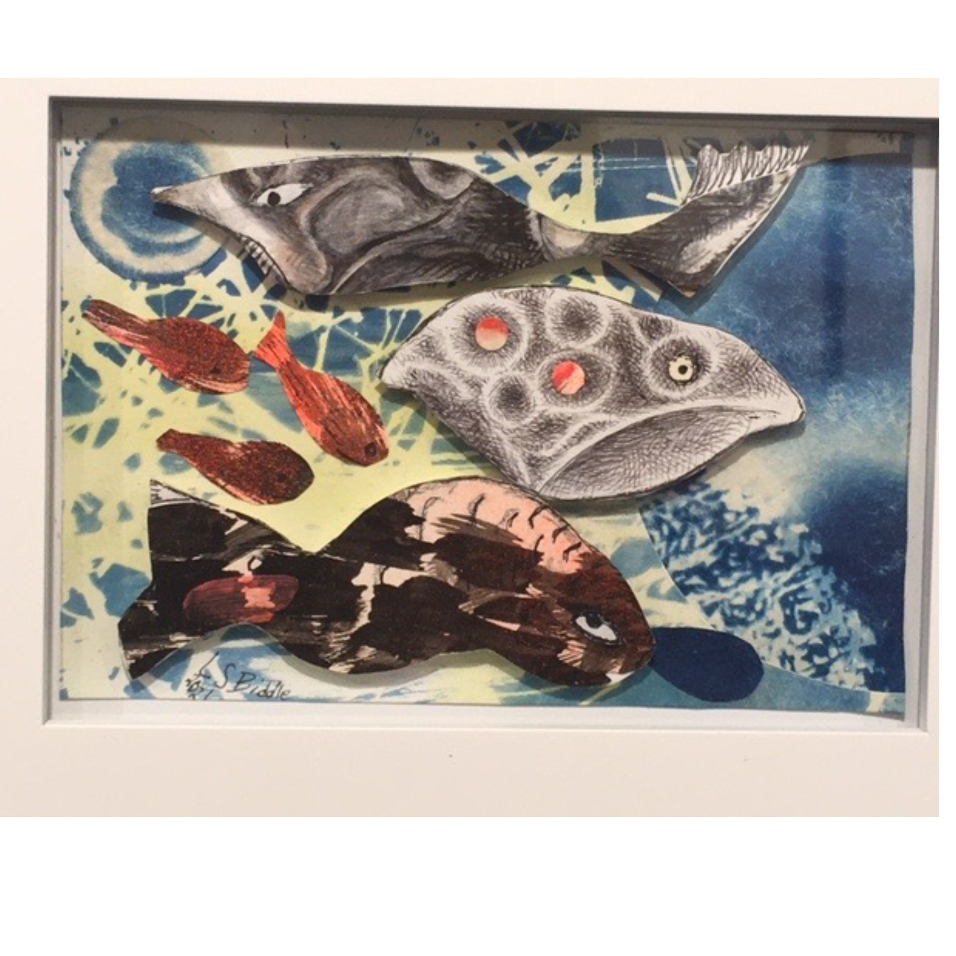 Hunter – 2021, 4 x 6.5 x ¼”, cyanotype, ink, watercolor, collage